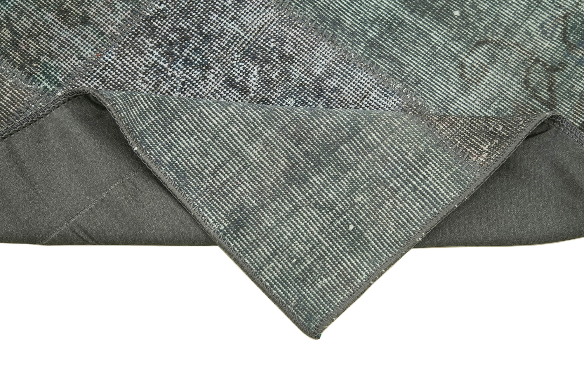 Handmade Wool Area Rug – Kirk Yama Grey Patchwork Carpet 2'9''x10'0'' Cotton Wool