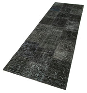 Handmade Area Rug – Kirk Yama Black Patchwork Cotton Wool Carpet 2'10''x10'2''