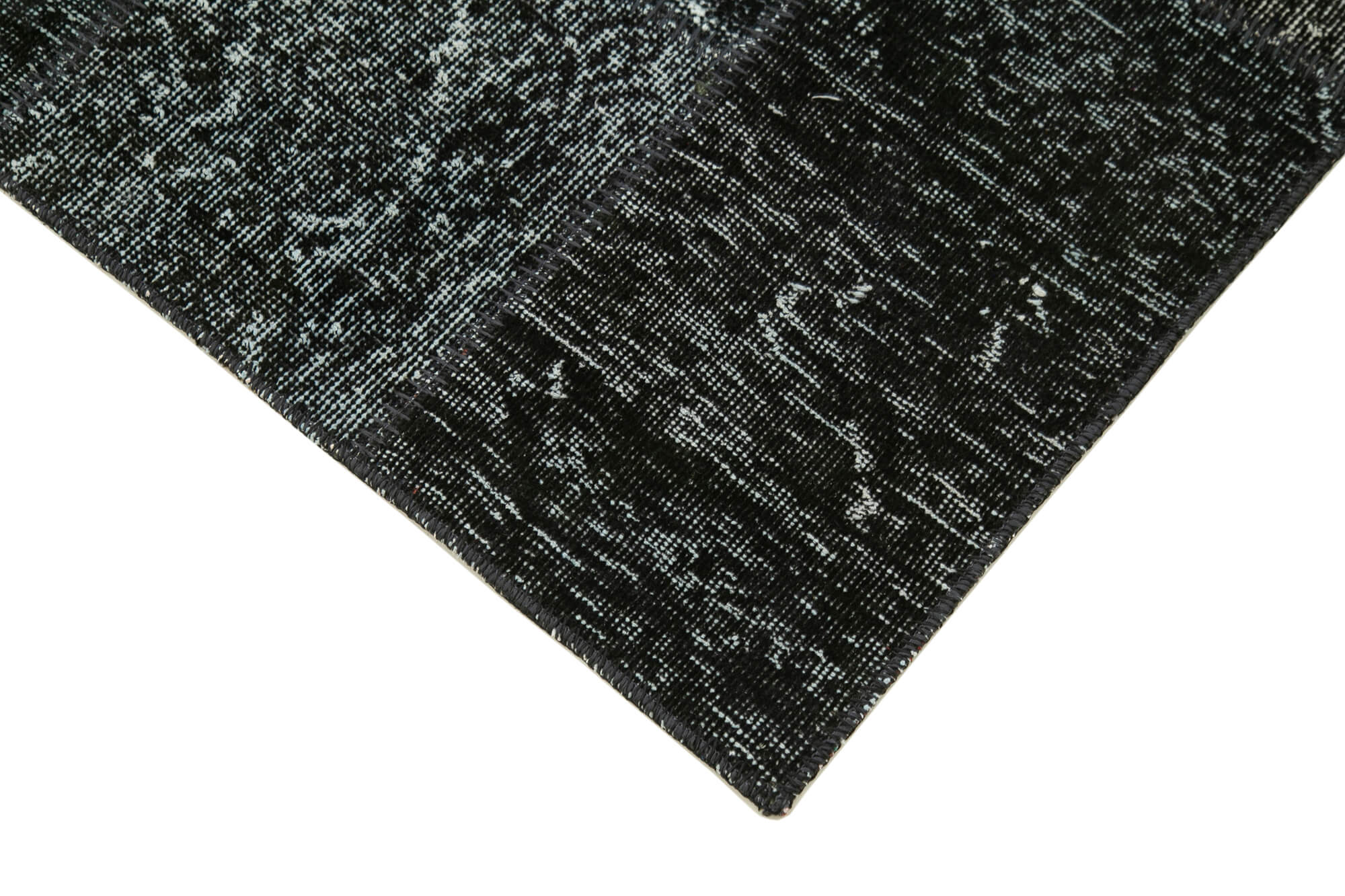 Handmade Area Rug – Kirk Yama Black Patchwork Cotton Wool Carpet 2'10''x10'2''