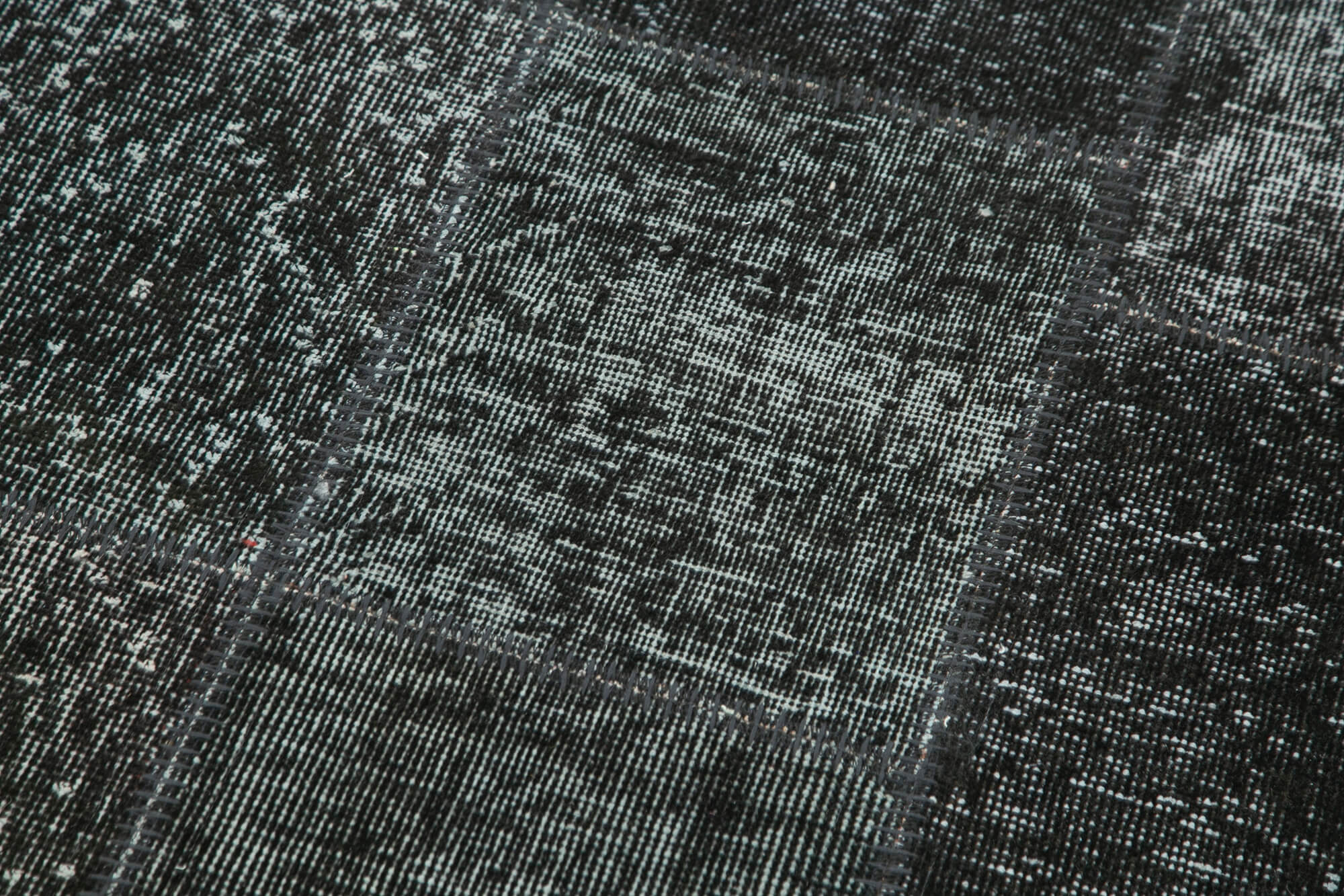 Handmade Area Rug – Kirk Yama Black Patchwork Cotton Wool Carpet 2'10''x10'2''
