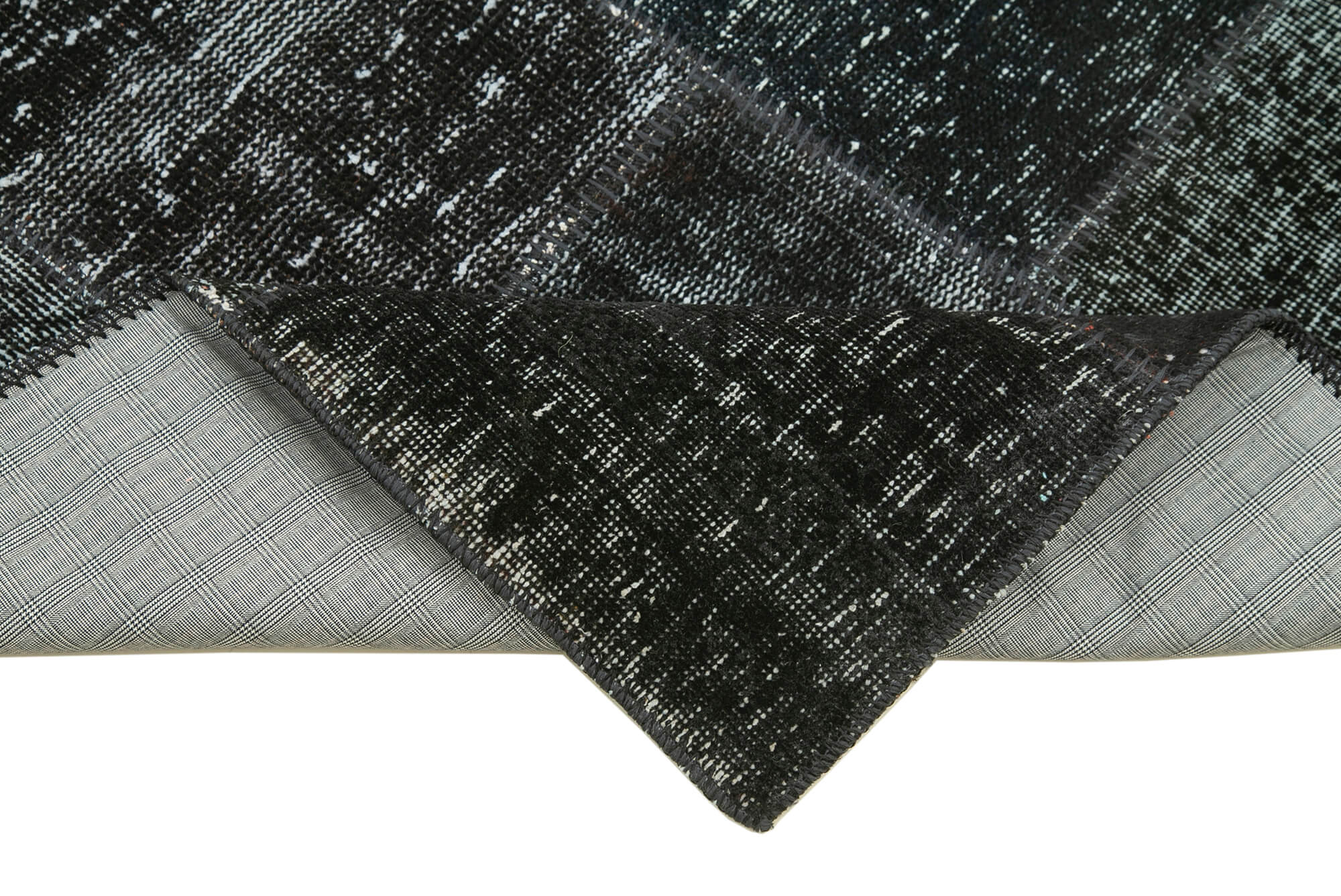 Handmade Area Rug – Kirk Yama Black Patchwork Cotton Wool Carpet 2'10''x10'2''
