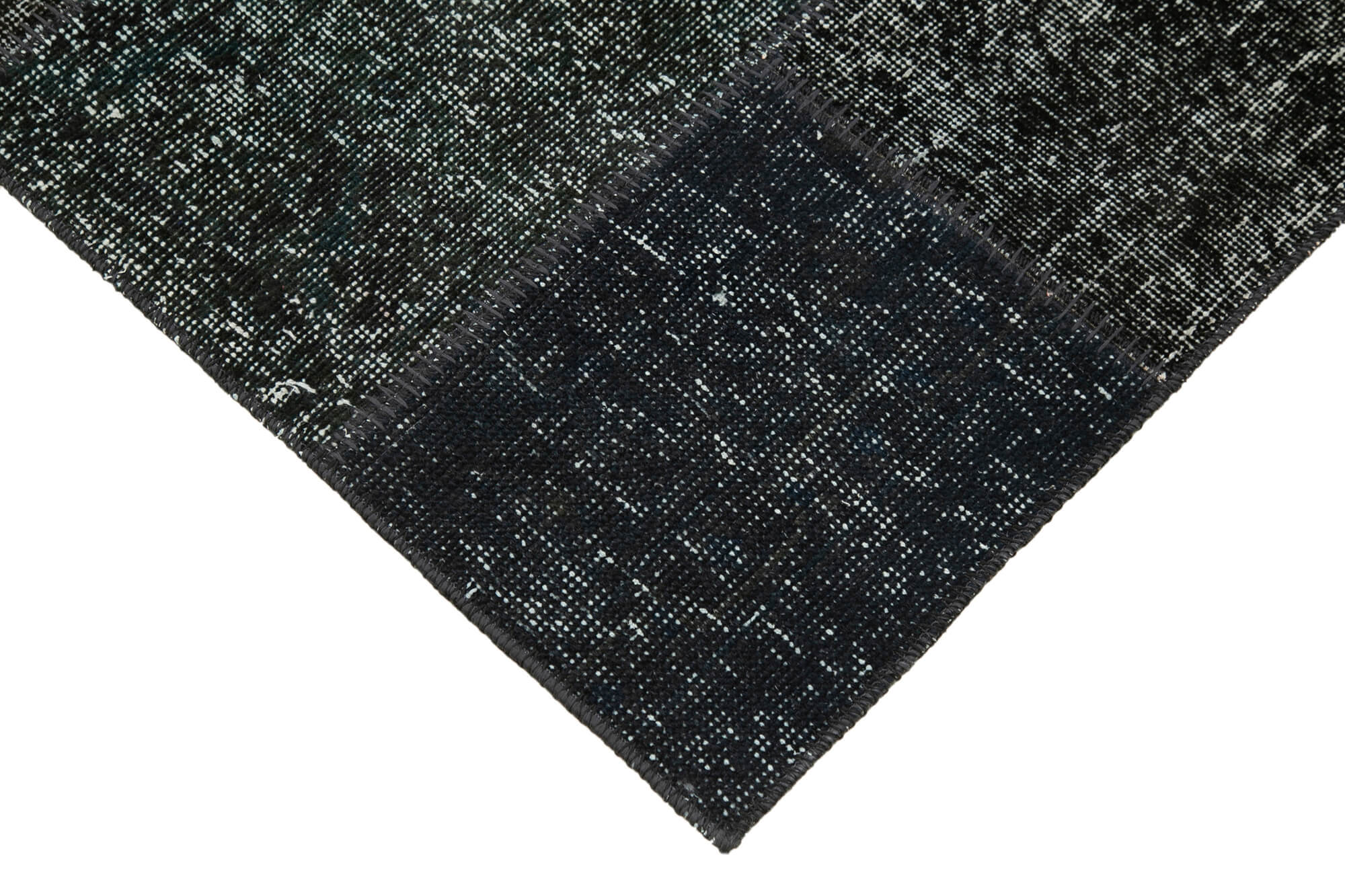 Handmade Area Rug - Black Patchwork Cotton Wool Vintage Turkish Carpet 2'10''x9'10''