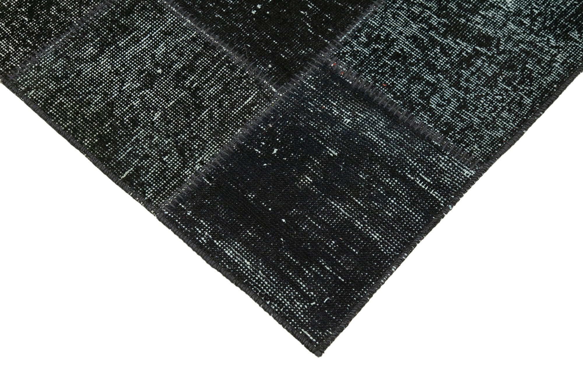 Kirk Yama Black Patchwork Cotton Wool Handmade Area Rug 2'9'' x 10'2''