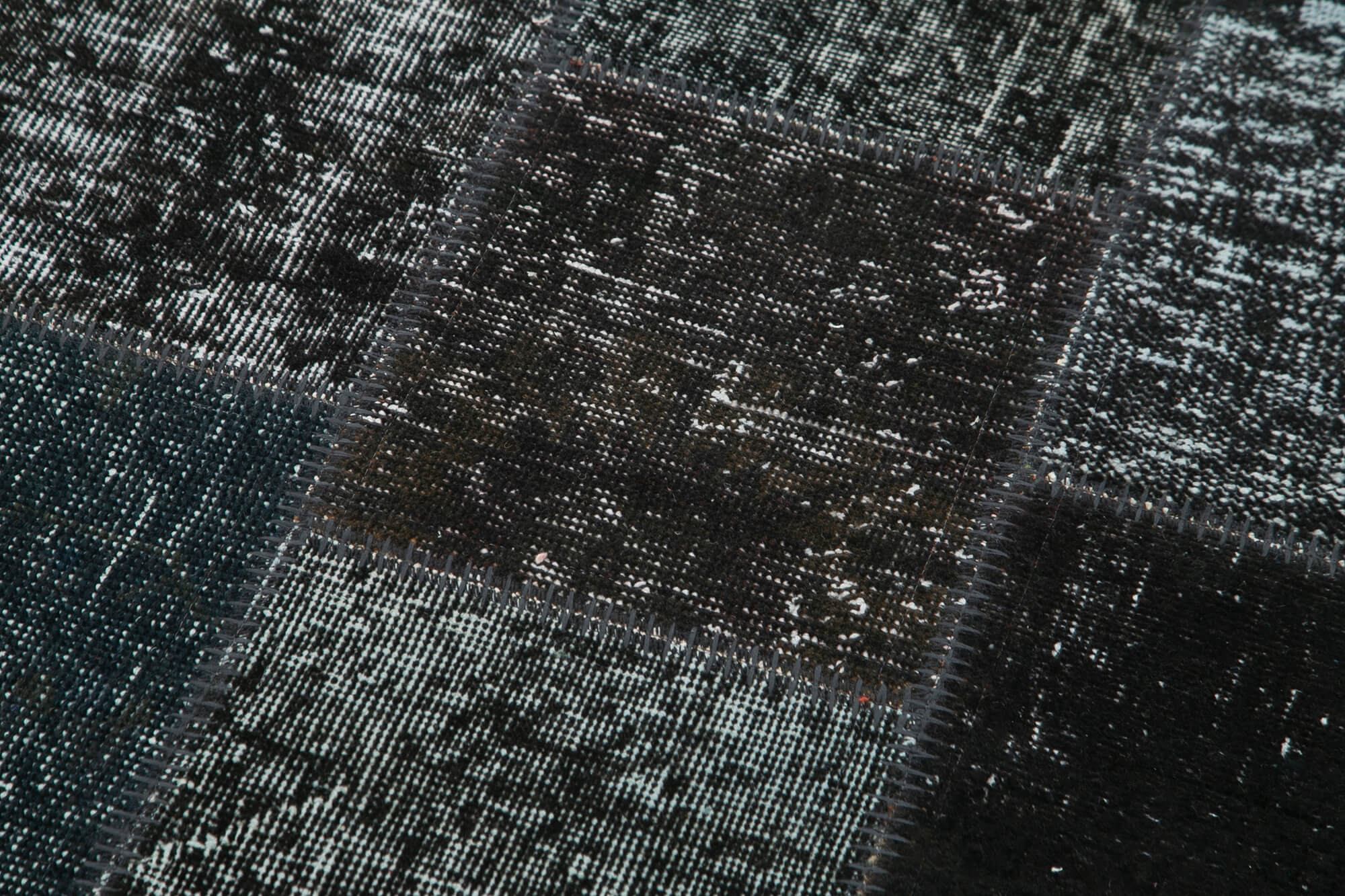 Kirk Yama Black Patchwork Cotton Wool Handmade Area Rug 2'9'' x 10'2''