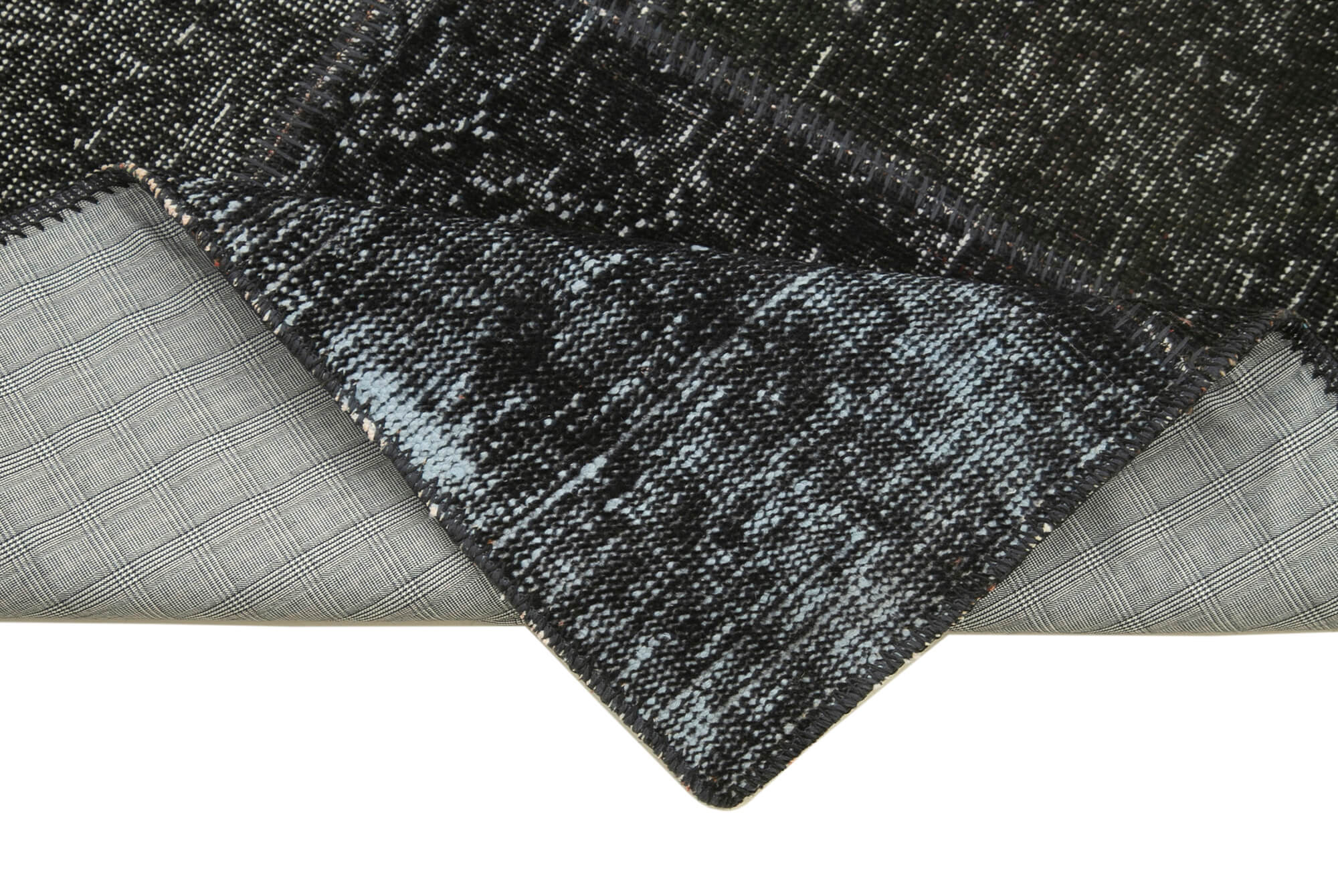 Kirk Yama Black Patchwork Cotton Wool Handmade Area Rug 2'9'' x 10'2''