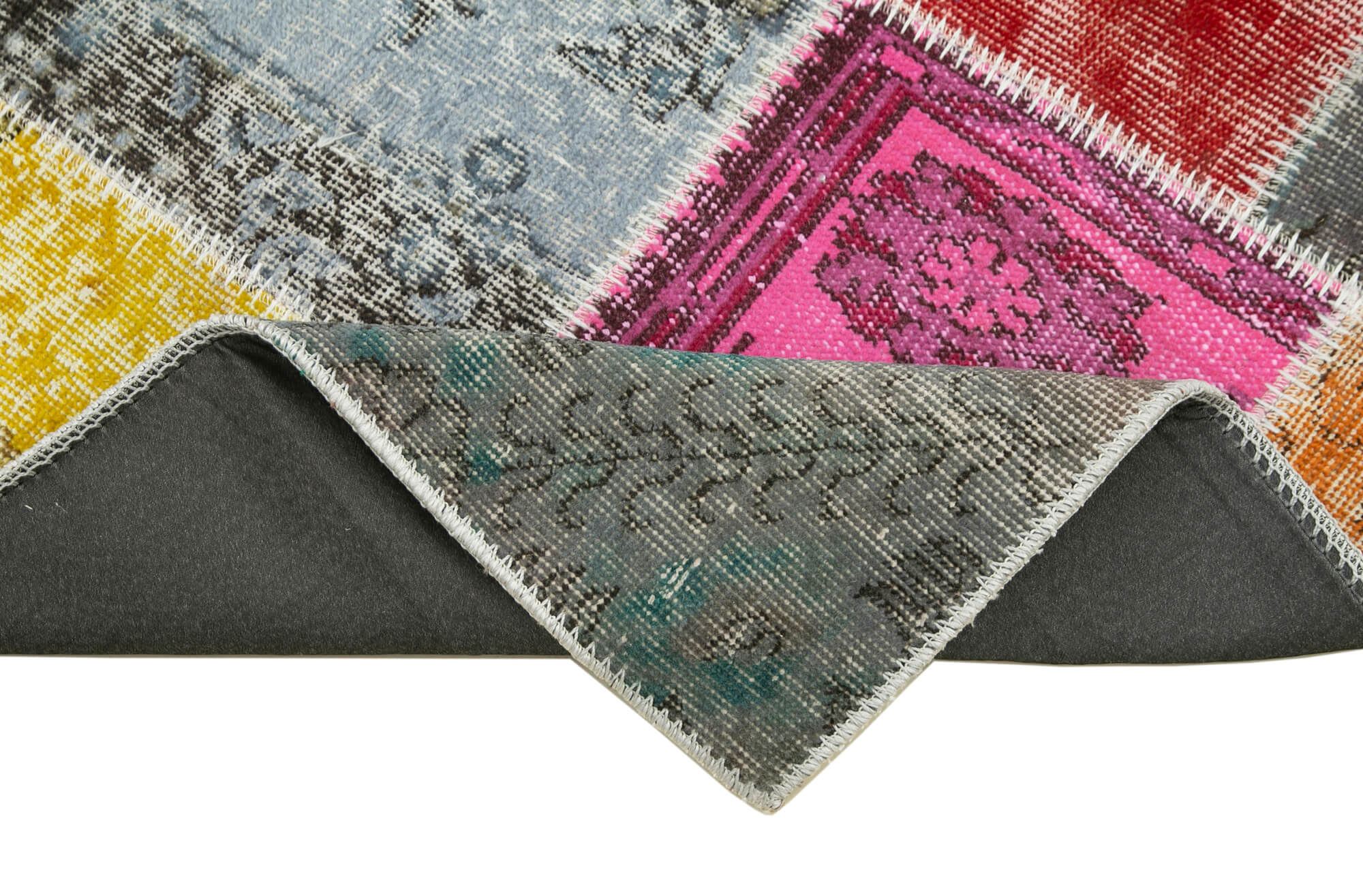Handmade Patchwork Rug - Blue Area Rug Cotton Wool Carpet 3'x9'10'' Durable Soft Wool