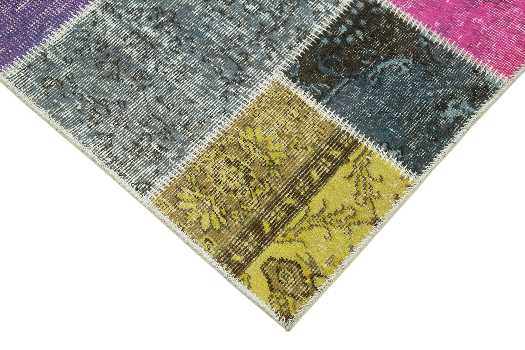 Kirk Yama Blue Patchwork Cotton Wool Handmade Area Rug 3'0'' x 9'10''