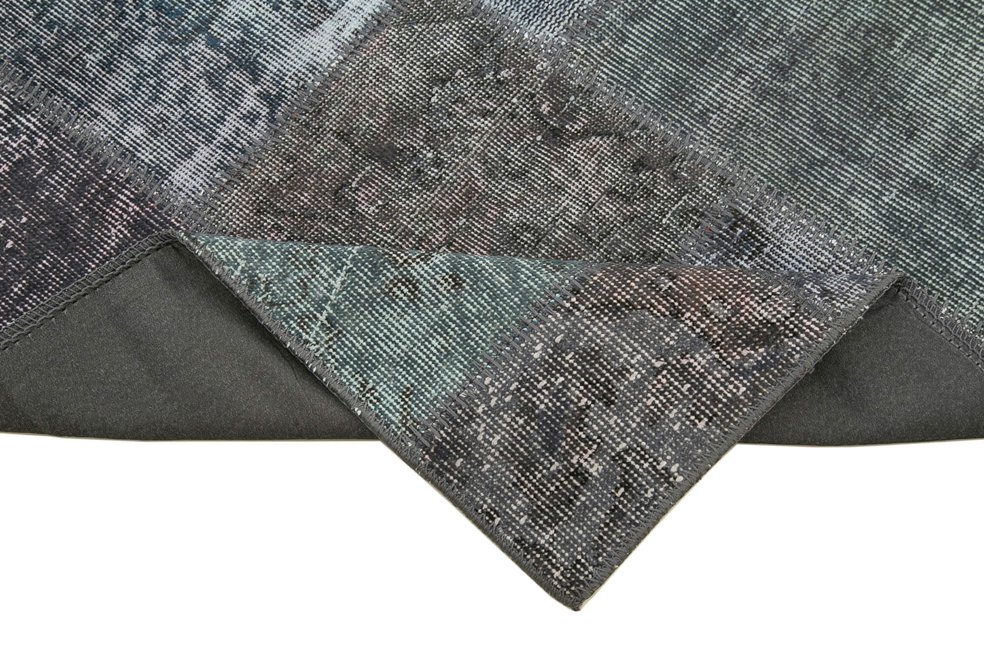 Handmade Area Rug - Kirk Yama Grey Patchwork Cotton Wool Carpet 2'9''x10'1''