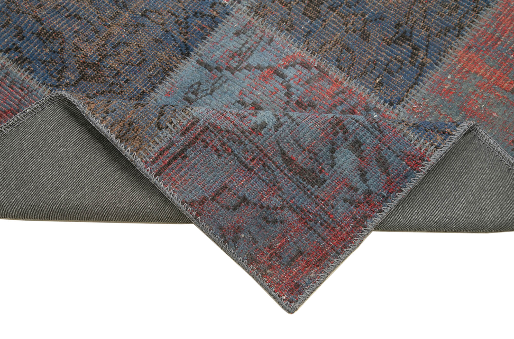 Handmade Patchwork Rug - Kirk Yama Blue Area Rug 2'11''x9'9'' Cotton Wool Blend