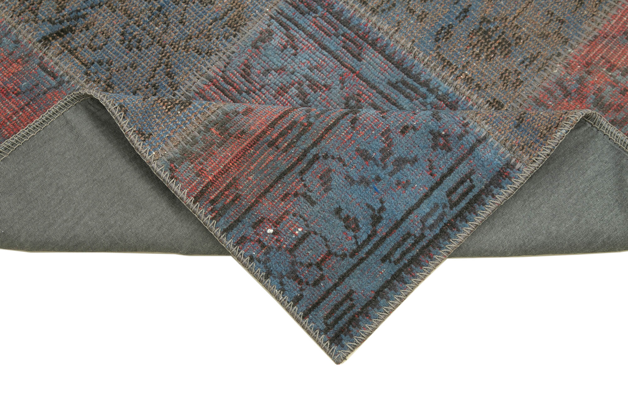 Handmade Wool Area Rug – Blue Patchwork Cotton Wool Rug 2'11''x9'10'' by Agacan