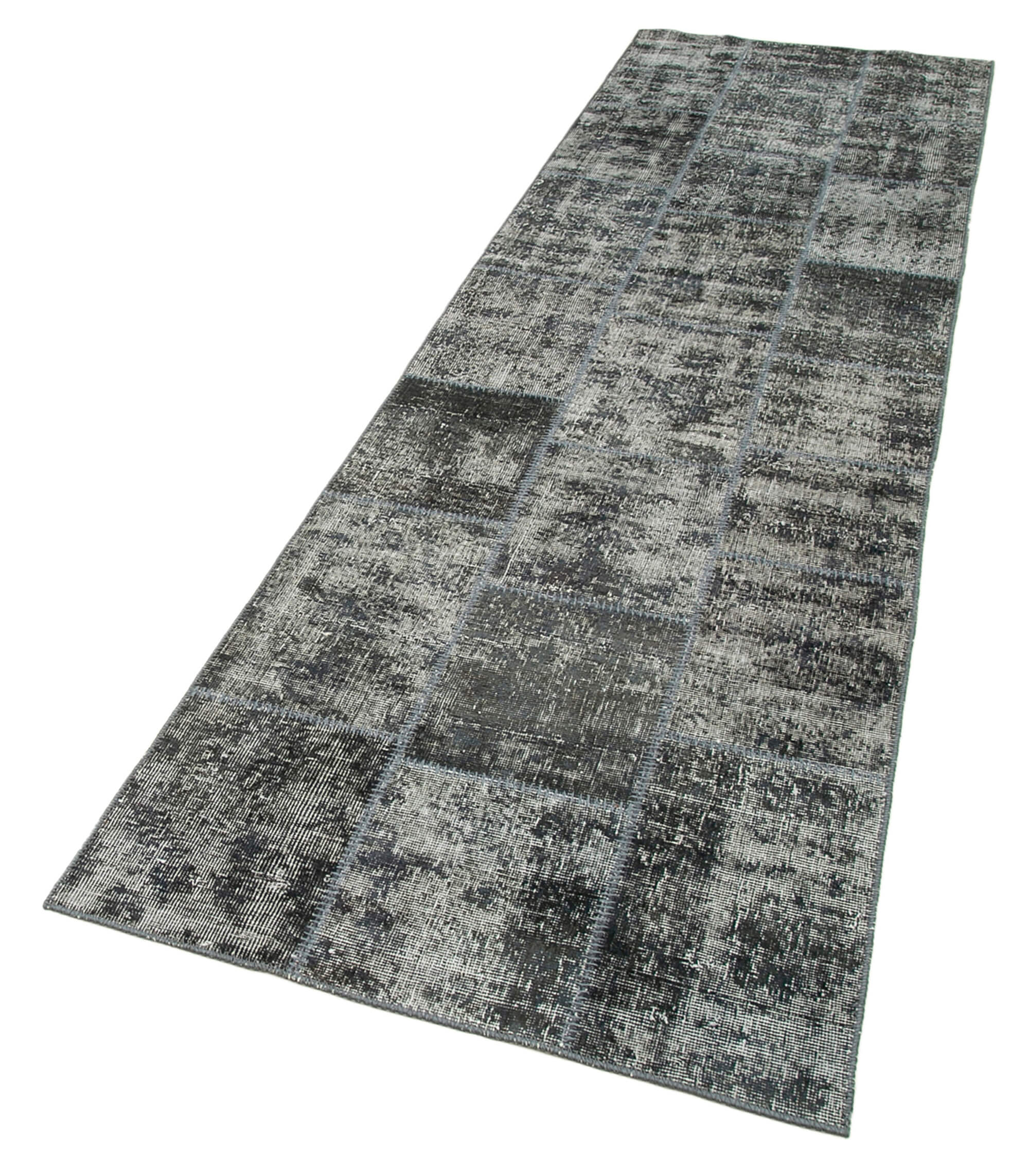 Handmade Patchwork Rug - Kirk Yama Grey Cotton Wool Area Rug 2'9'' x 10'0''
