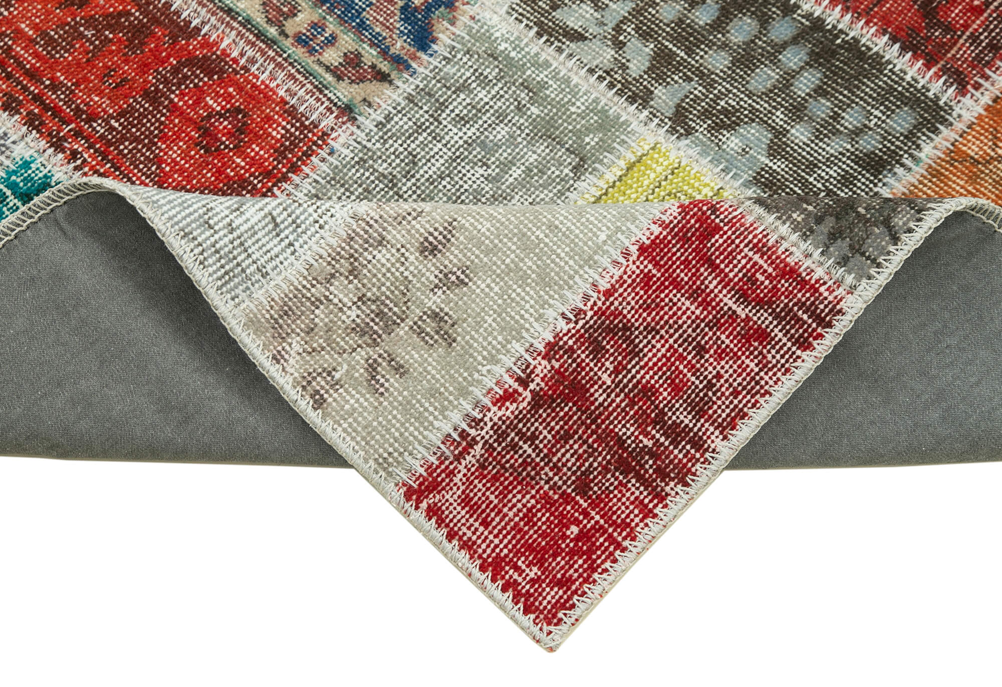 Handmade Area Rug - Blue Patchwork Carpet With Cotton Wool, Soft Durable Fibers 2'10"x9'7"