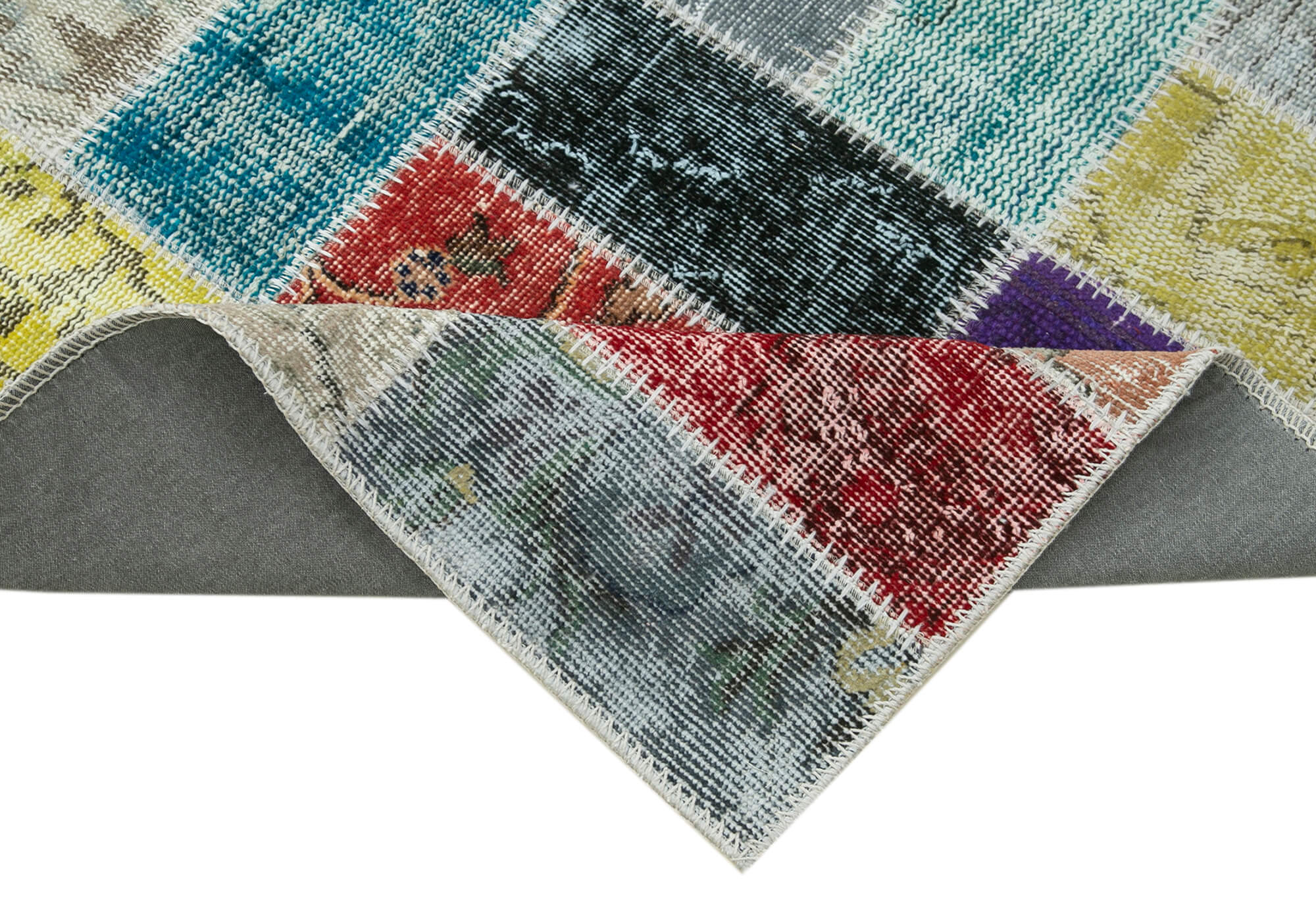 Handmade Patchwork Rug - Kirk Yama Blue Area Rug 2'10" x 9'8" Cotton Wool Carpet