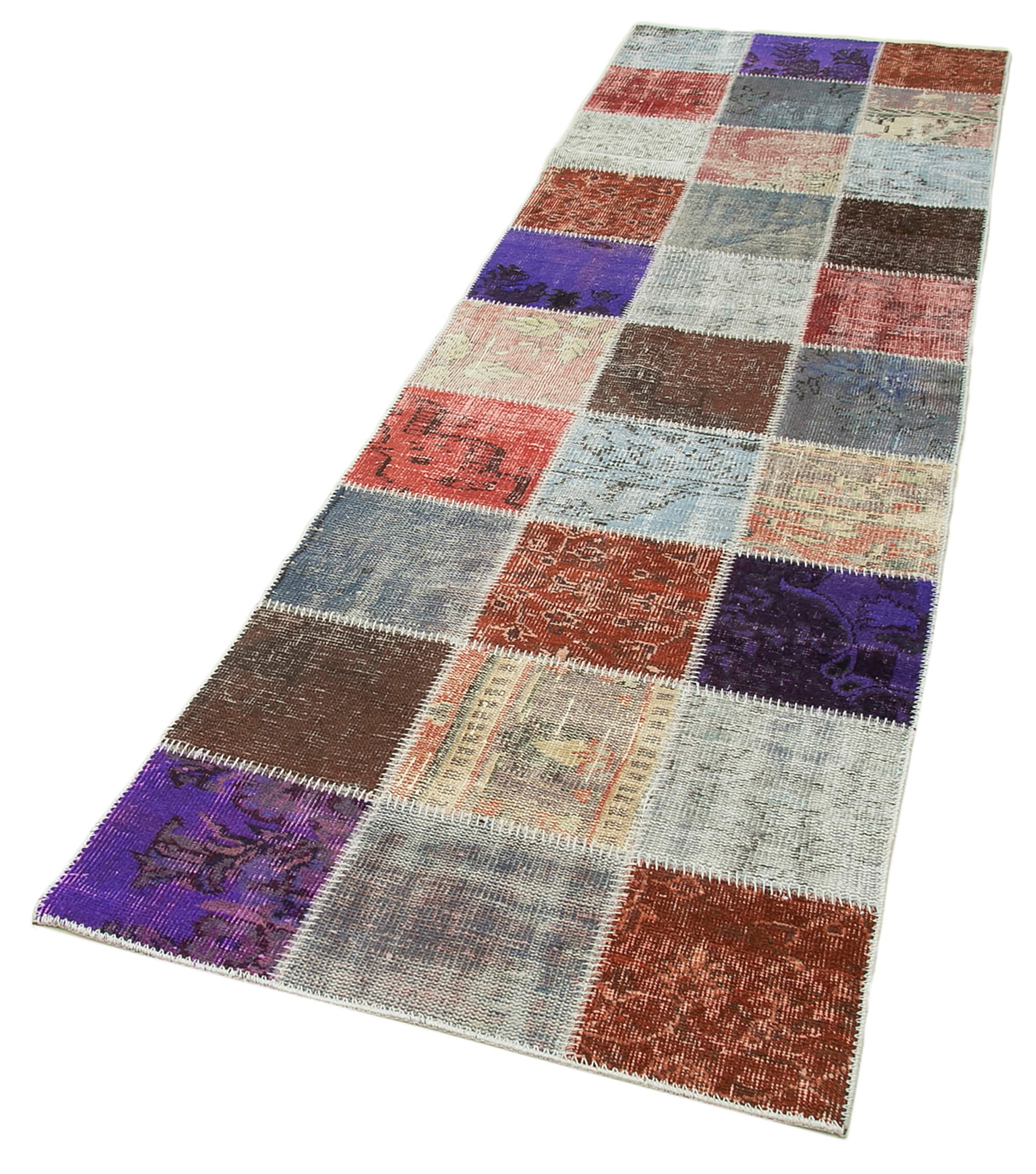 Handmade Patchwork Rug - Blue Cotton Wool Area Rug 2'9''x9'9'' by Agacan
