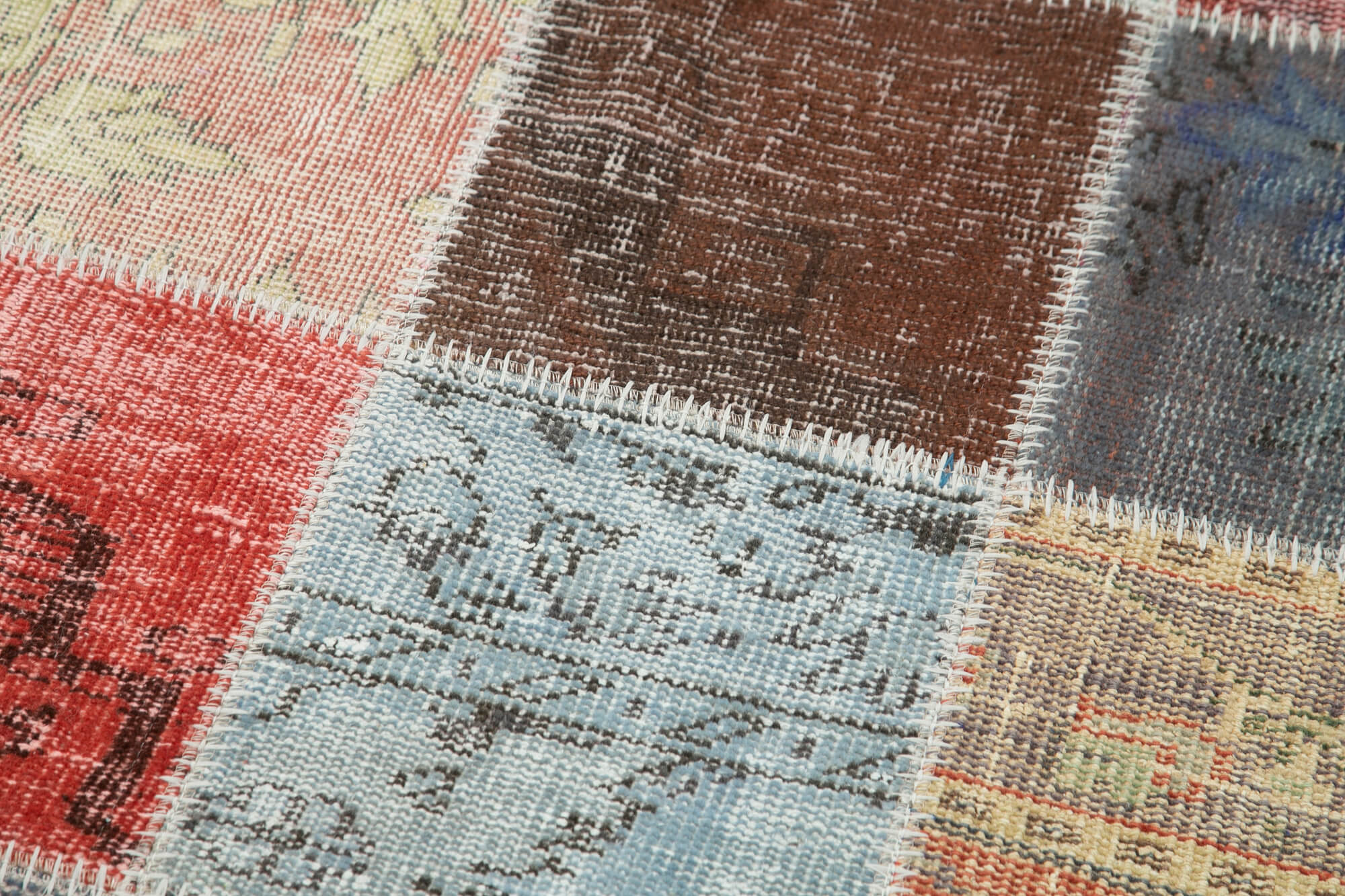 Handmade Patchwork Rug - Blue Cotton Wool Area Rug 2'9''x9'9'' by Agacan
