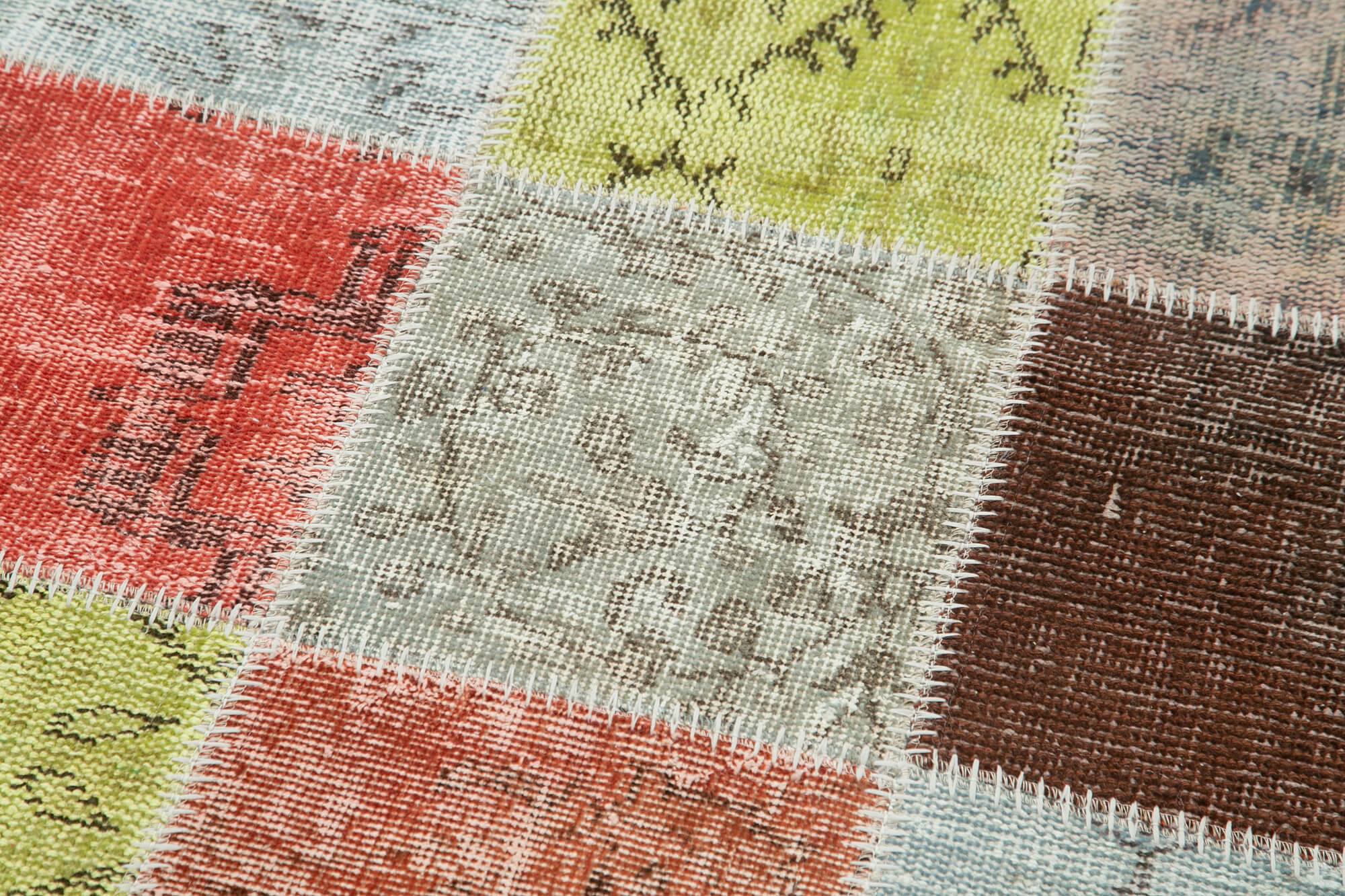 Handmade Patchwork Rug - Kirk Yama Multicolor Cotton Wool Vintage Carpet 2'9''x9'9''