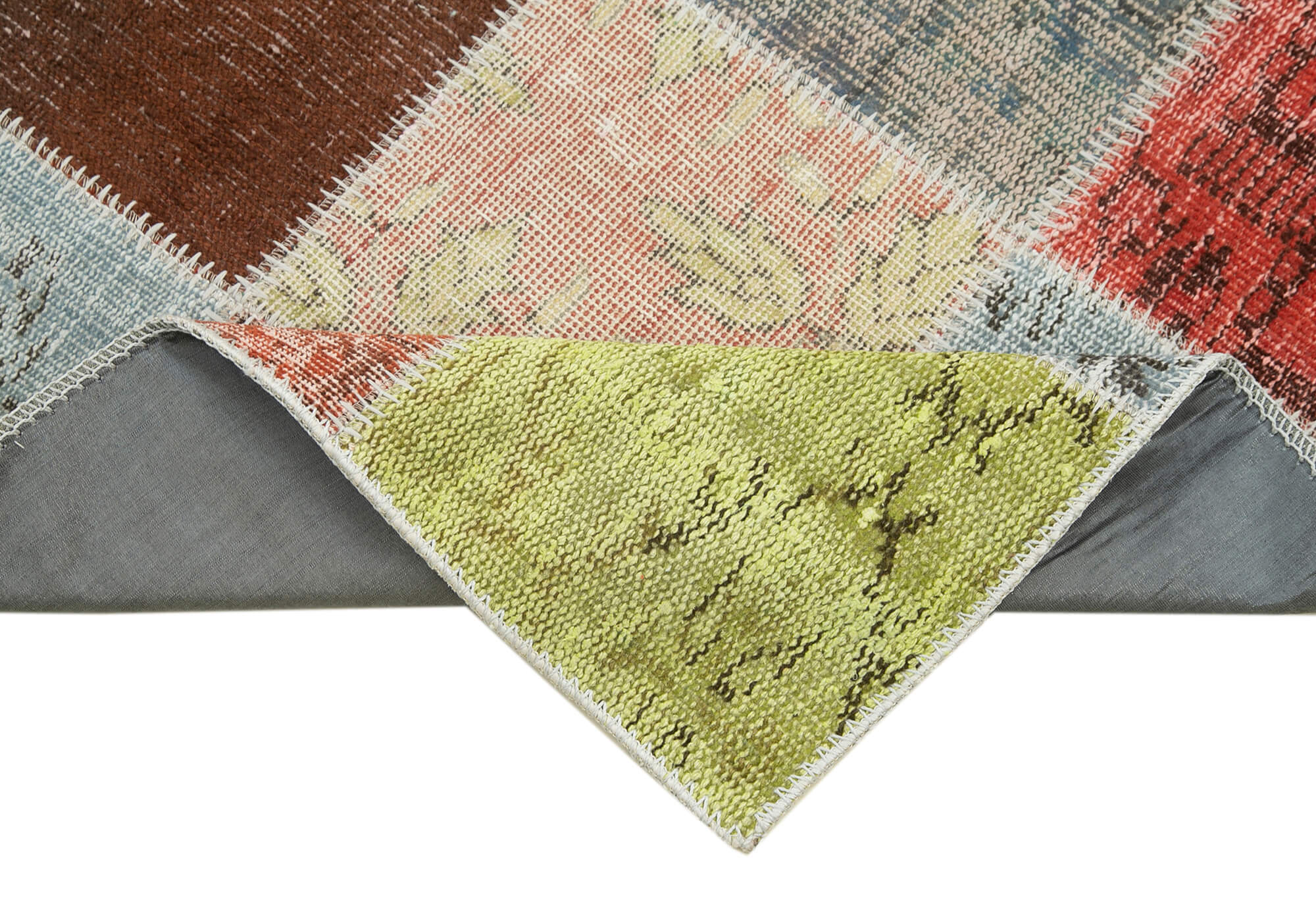 Handmade Patchwork Rug - Kirk Yama Multicolor Cotton Wool Vintage Carpet 2'9''x9'9''