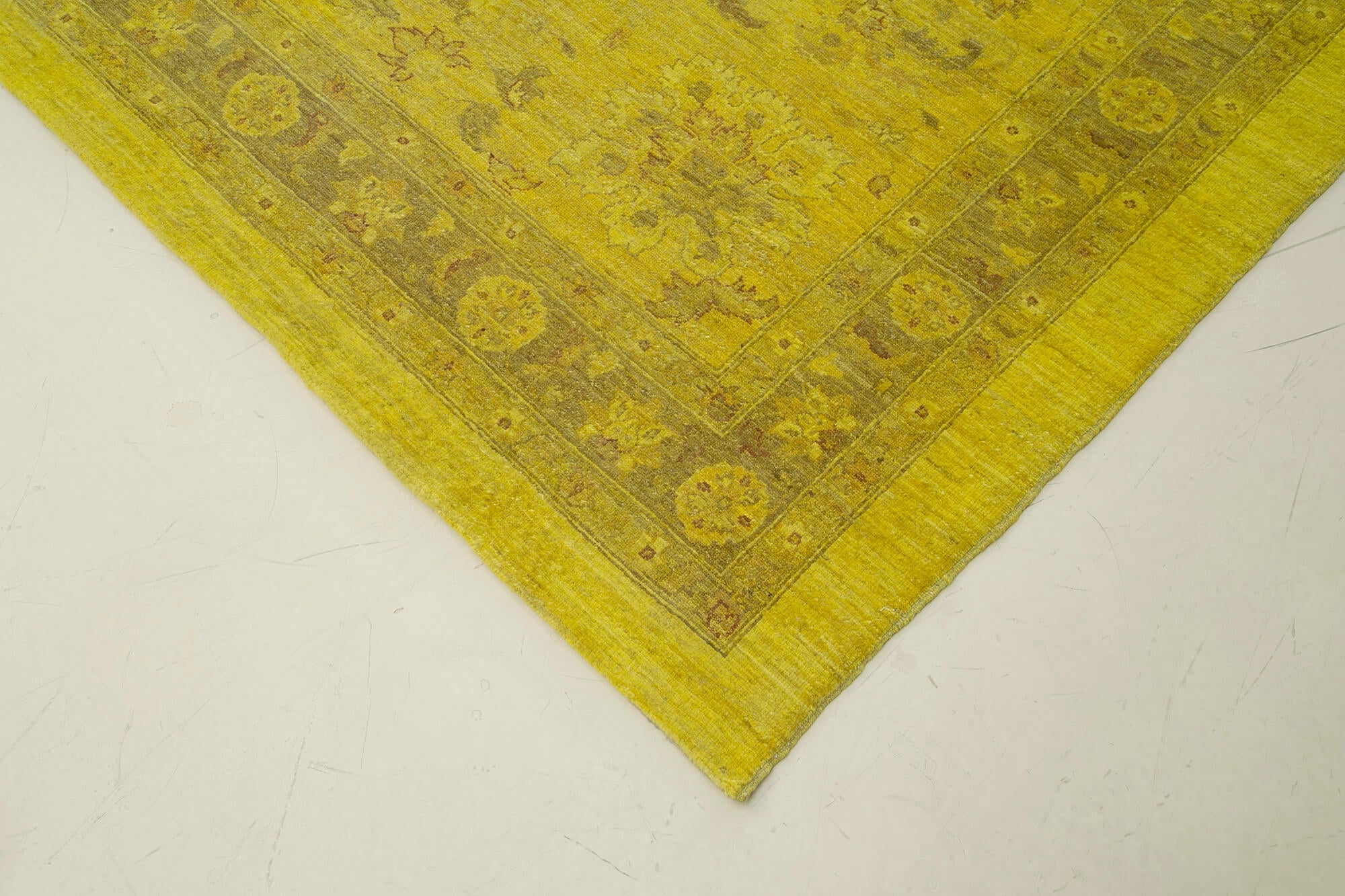 Handmade Wool Area Rug - Tebriz Vintage Turkish Carpet, Classic Yellow Rug 14'5"x20'6"