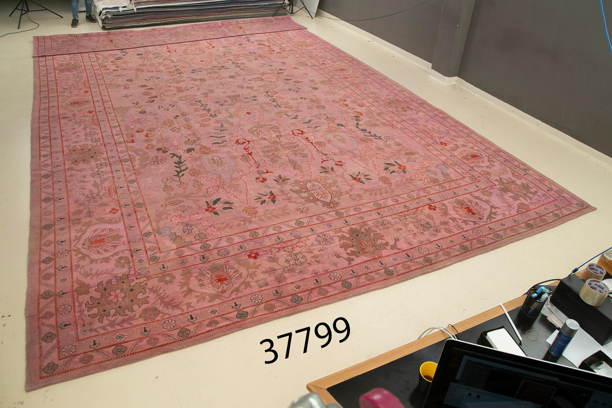 Handmade Wool Area Rug – Tebriz Classic Pink Cotton Wool Rug 15'x25'1''