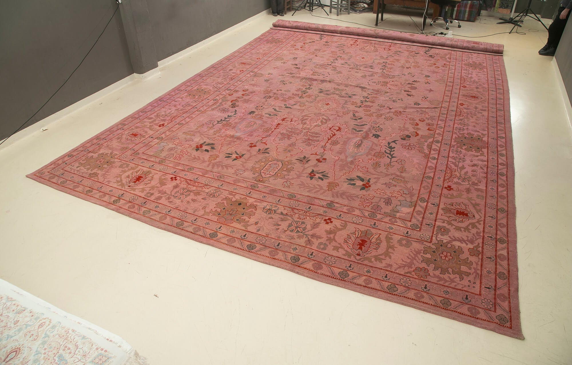 Handmade Wool Area Rug – Tebriz Classic Pink Cotton Wool Rug 15'x25'1''