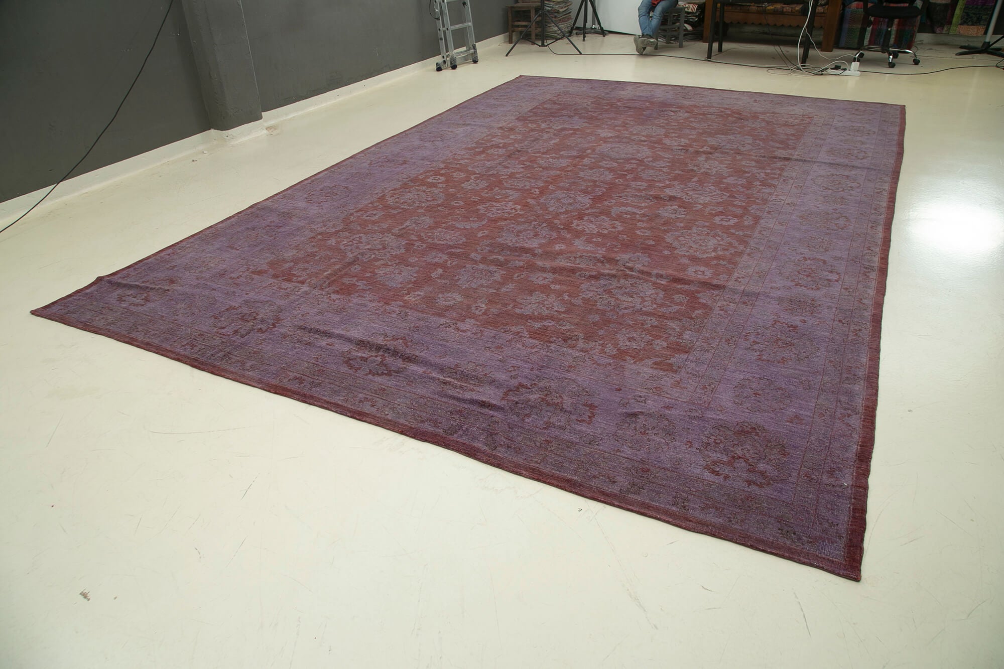Handmade Wool Area Rug - Tebriz Purple Classic Cotton Rug 14'6'' x 17'1'' by Agacan