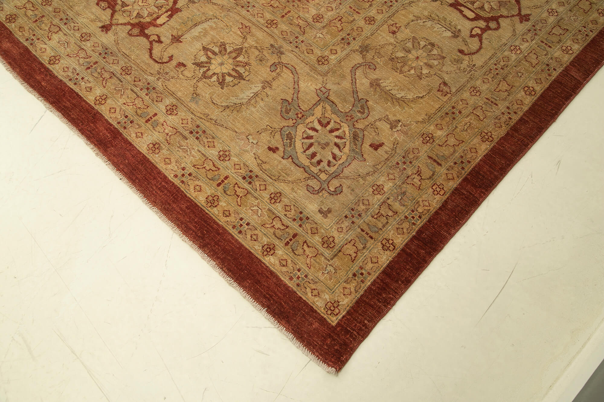 Handmade Wool Area Rug - Tebriz Red Classic Cotton Wool Hand Knotted Rug 17'2''x22'9''