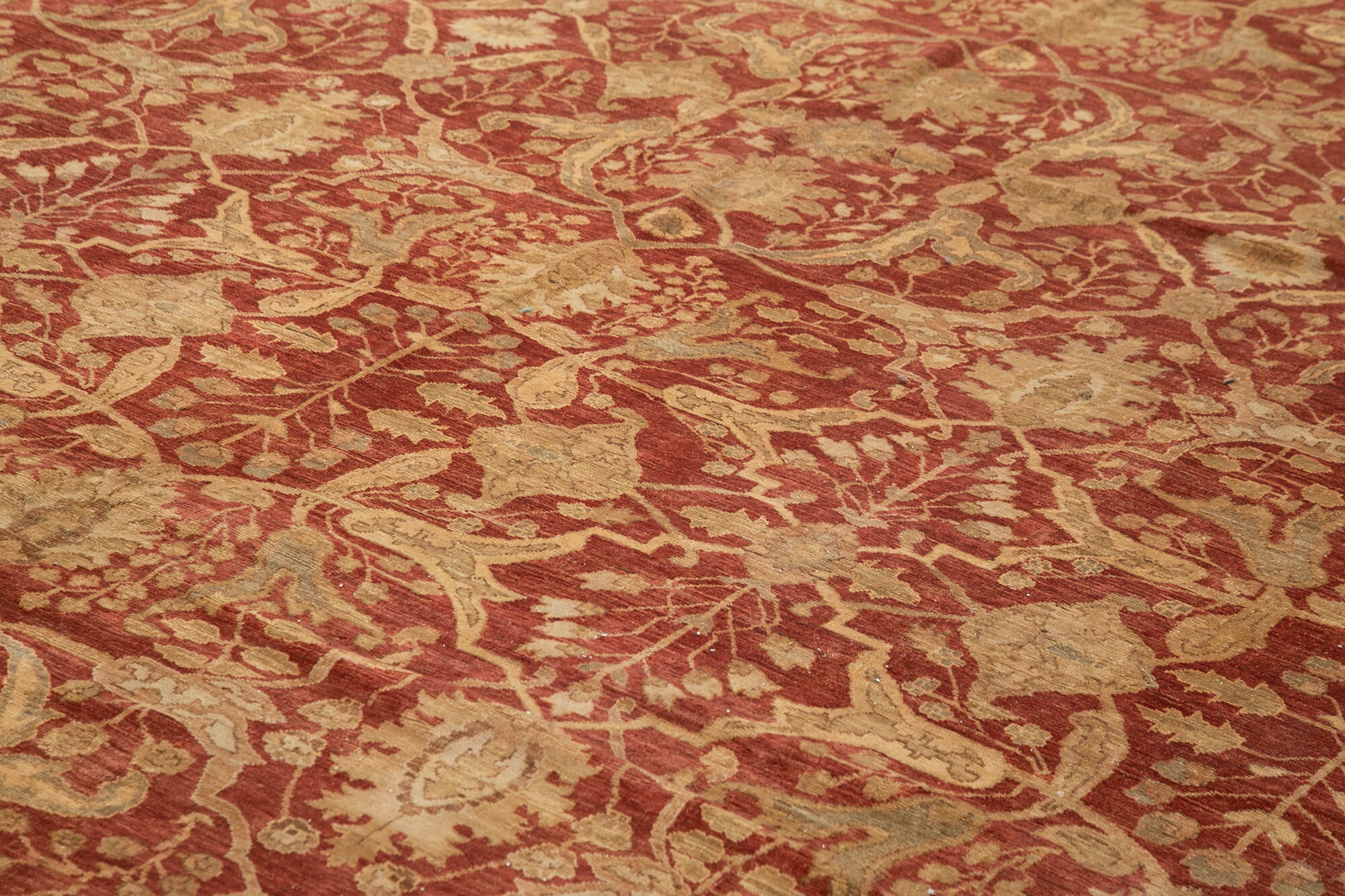 Handmade Wool Area Rug - Tebriz Red Classic Cotton Wool Hand Knotted Rug 17'2''x22'9''