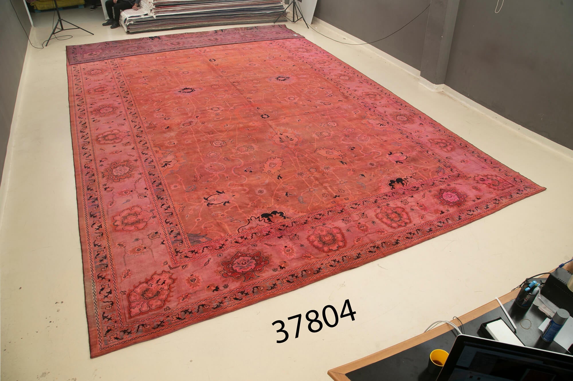 Handmade Wool Area Rug - Tebriz Pink Classic Cotton Rug 14'10''x23'10'' | Vintage Turkish Carpet