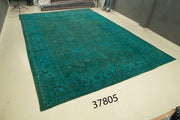 Handmade Wool Area Rug – Tebriz Turquoise Classic Cotton Wool Rug 14'1''x23'2''