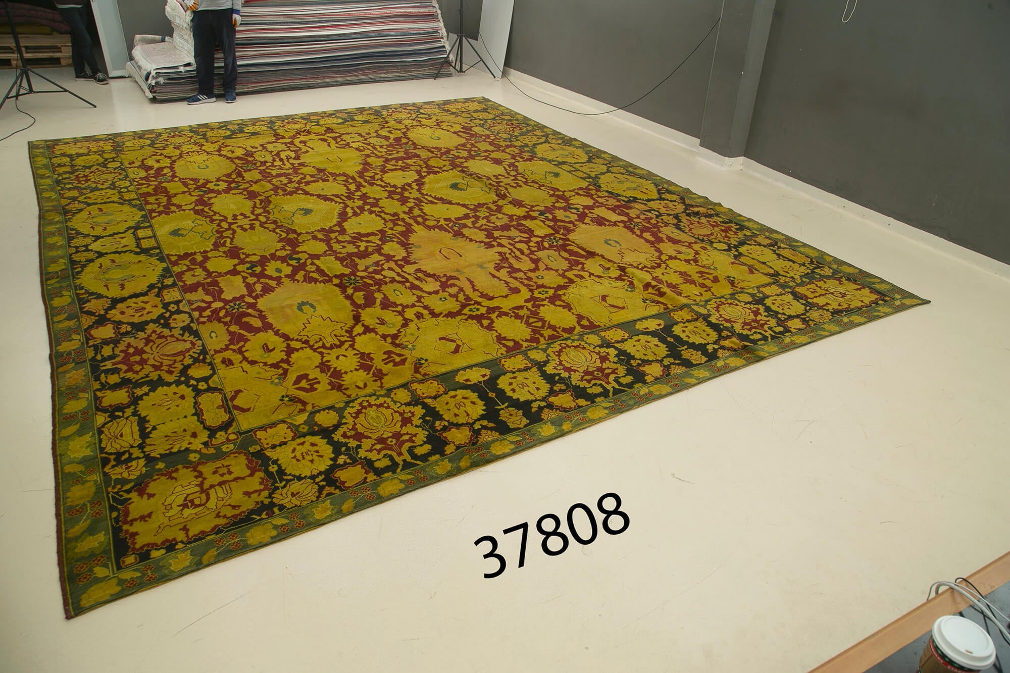 Handmade Wool Area Rug – Classic Yellow Turkish Wool Rug, Cotton Wool Carpet 14'8''x17'8''