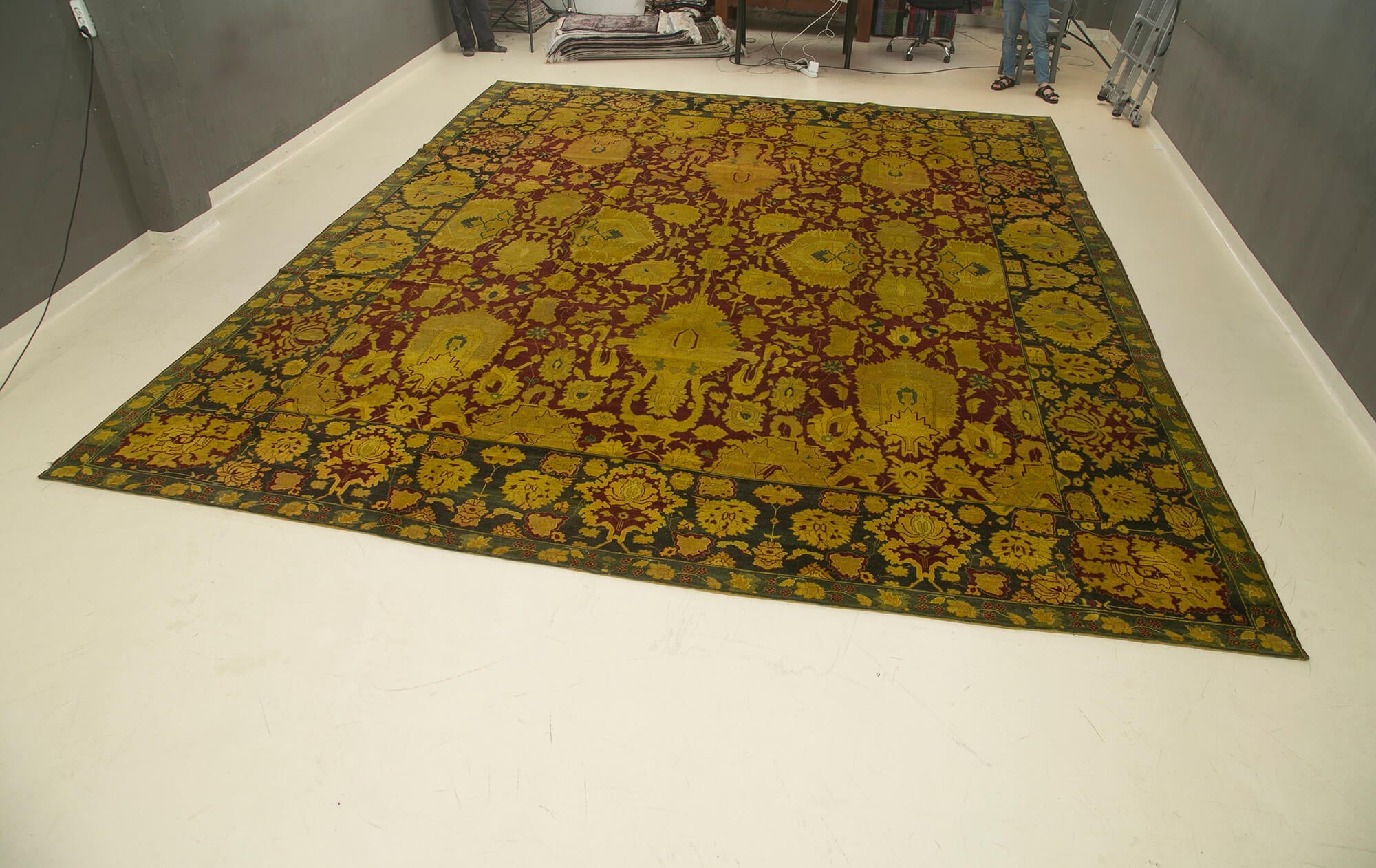 Handmade Wool Area Rug – Classic Yellow Turkish Wool Rug, Cotton Wool Carpet 14'8''x17'8''
