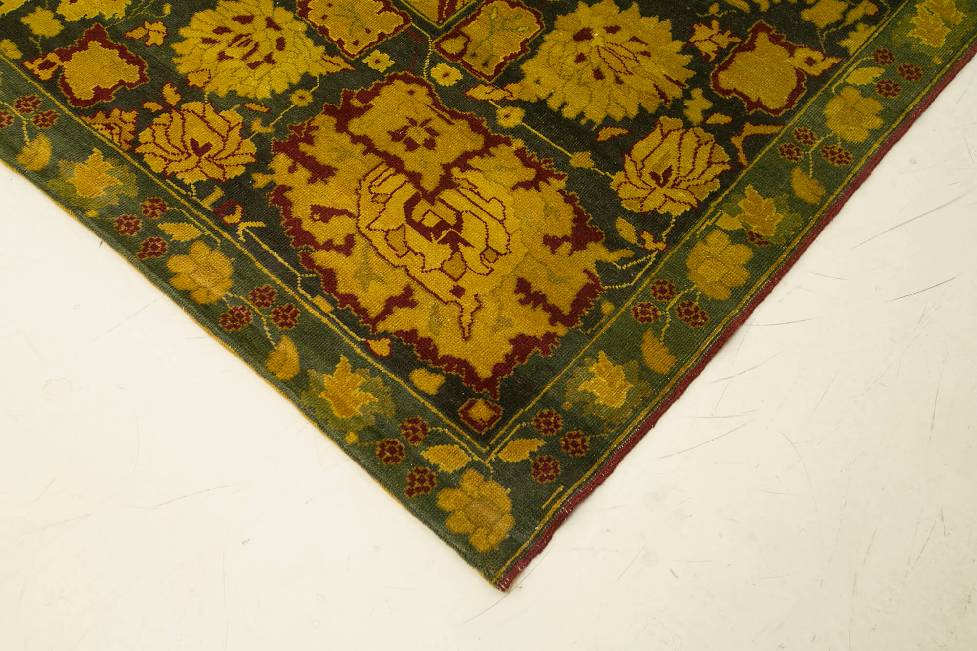 Handmade Wool Area Rug – Classic Yellow Turkish Wool Rug, Cotton Wool Carpet 14'8''x17'8''