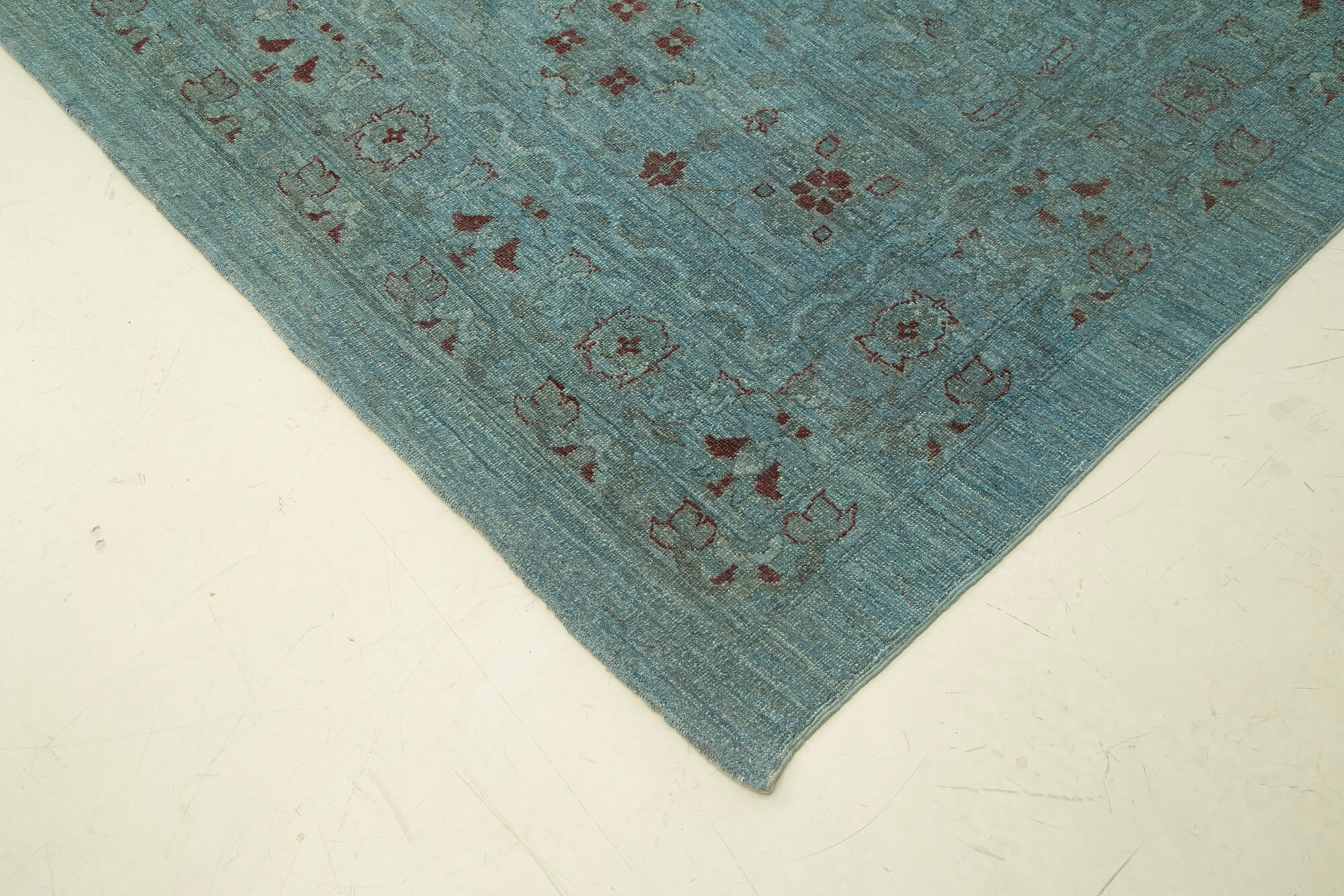 Handmade Wool Area Rug – Classic Blue Carpet, Vintage Turkish Cotton Wool Carpet 14'10''x21'