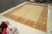 Handmade Wool Area Rug – Classic Beige Cotton Wool Rug 15'9" x 25'3" Large Living Room Carpet