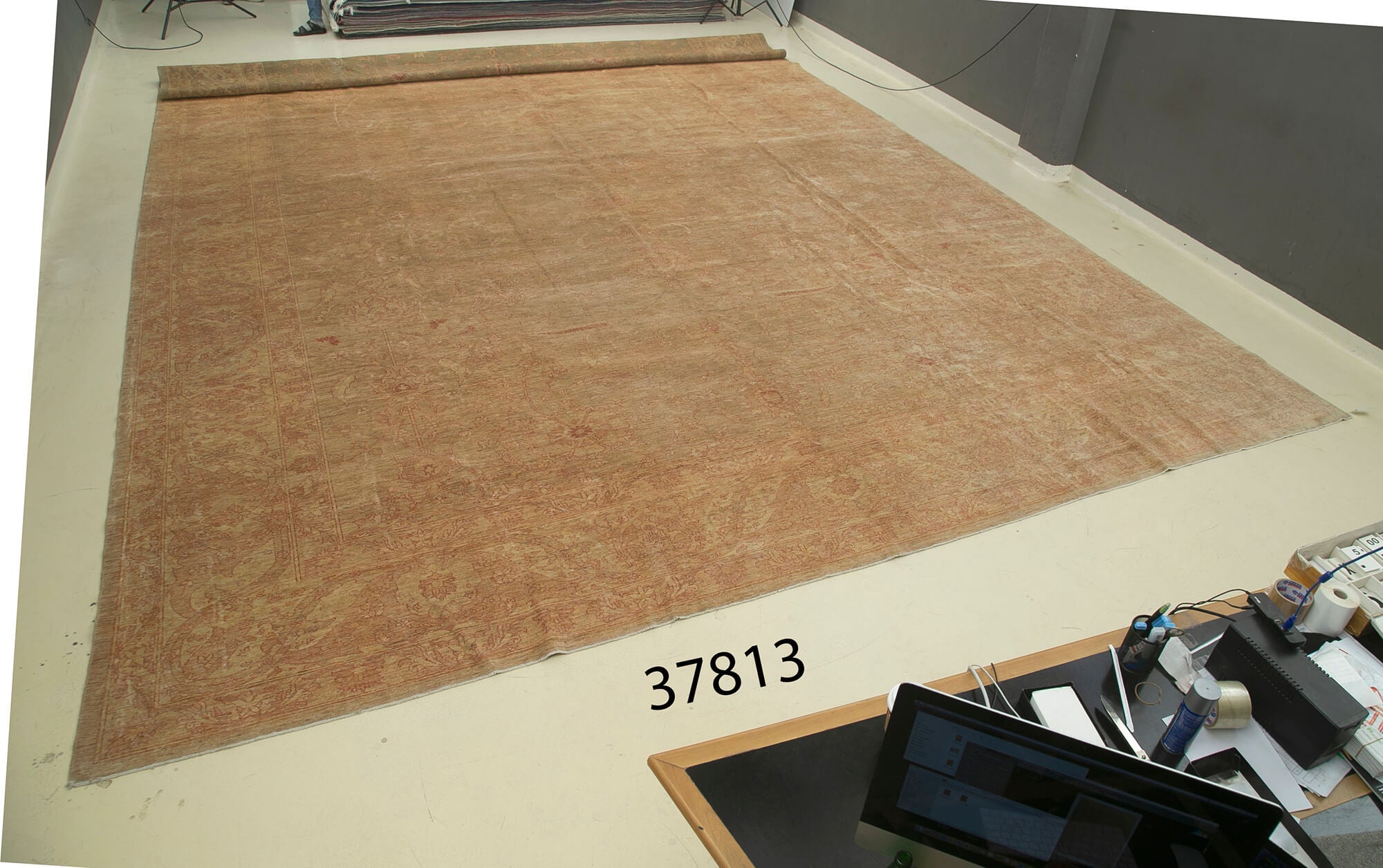 Handmade Wool Area Rug – Tebriz Beige Classic Cotton Wool Rug 16'4''x25'2'' Large Living Room