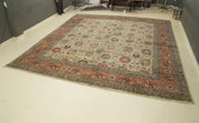 Handmade Wool Area Rug – Tebriz Classic Beige Cotton Wool Rug 15'3''x16'7''