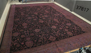 Handmade Wool Area Rug - Tebriz Purple Classic Cotton Wool Carpet 21'6''x24'6''