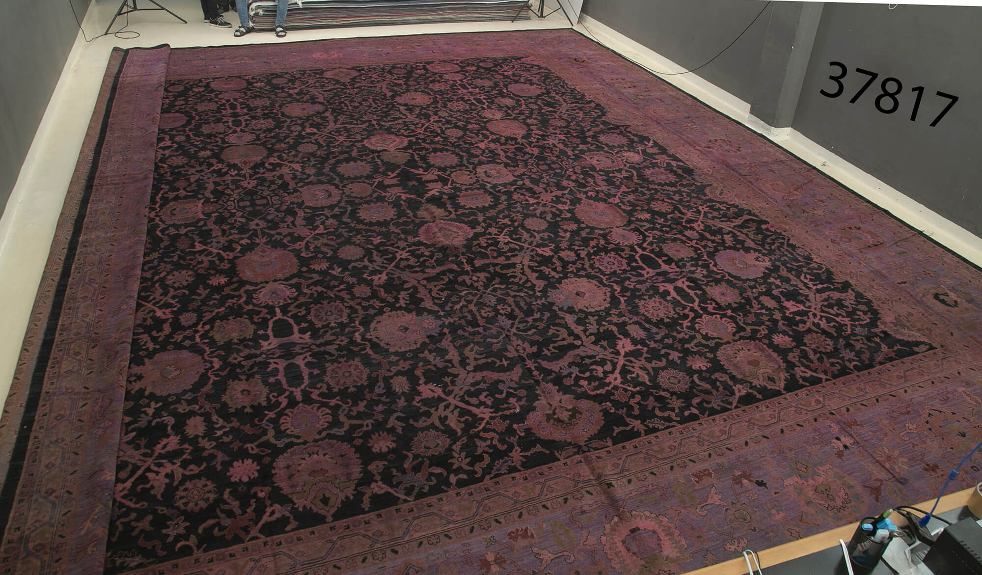 Handmade Wool Area Rug - Tebriz Purple Classic Cotton Wool Carpet 21'6''x24'6''