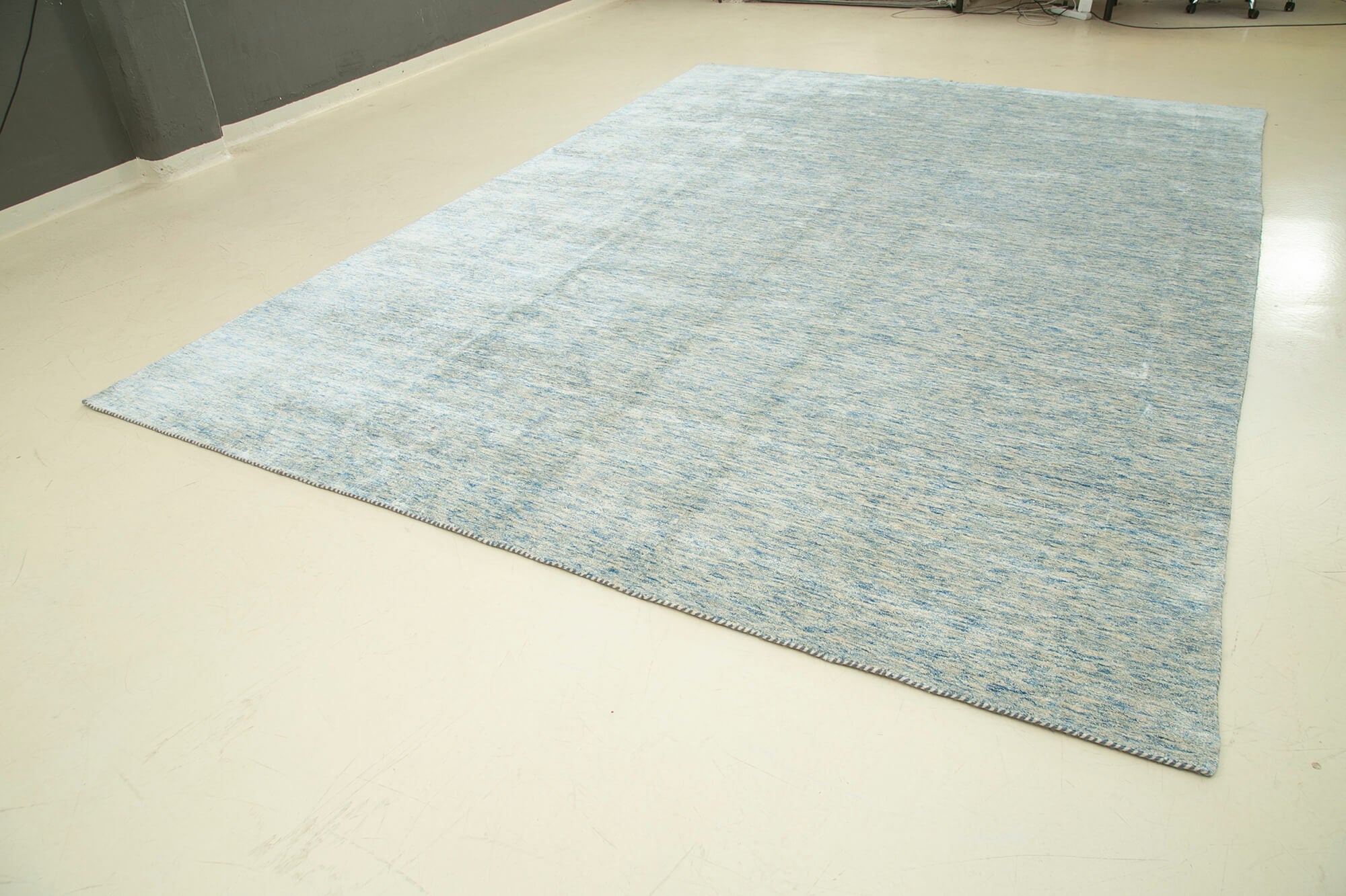 Handmade Area Rug - Classic Blue Tebriz Cotton Wool Vintage Turkish Carpet 9'9''x13'5''