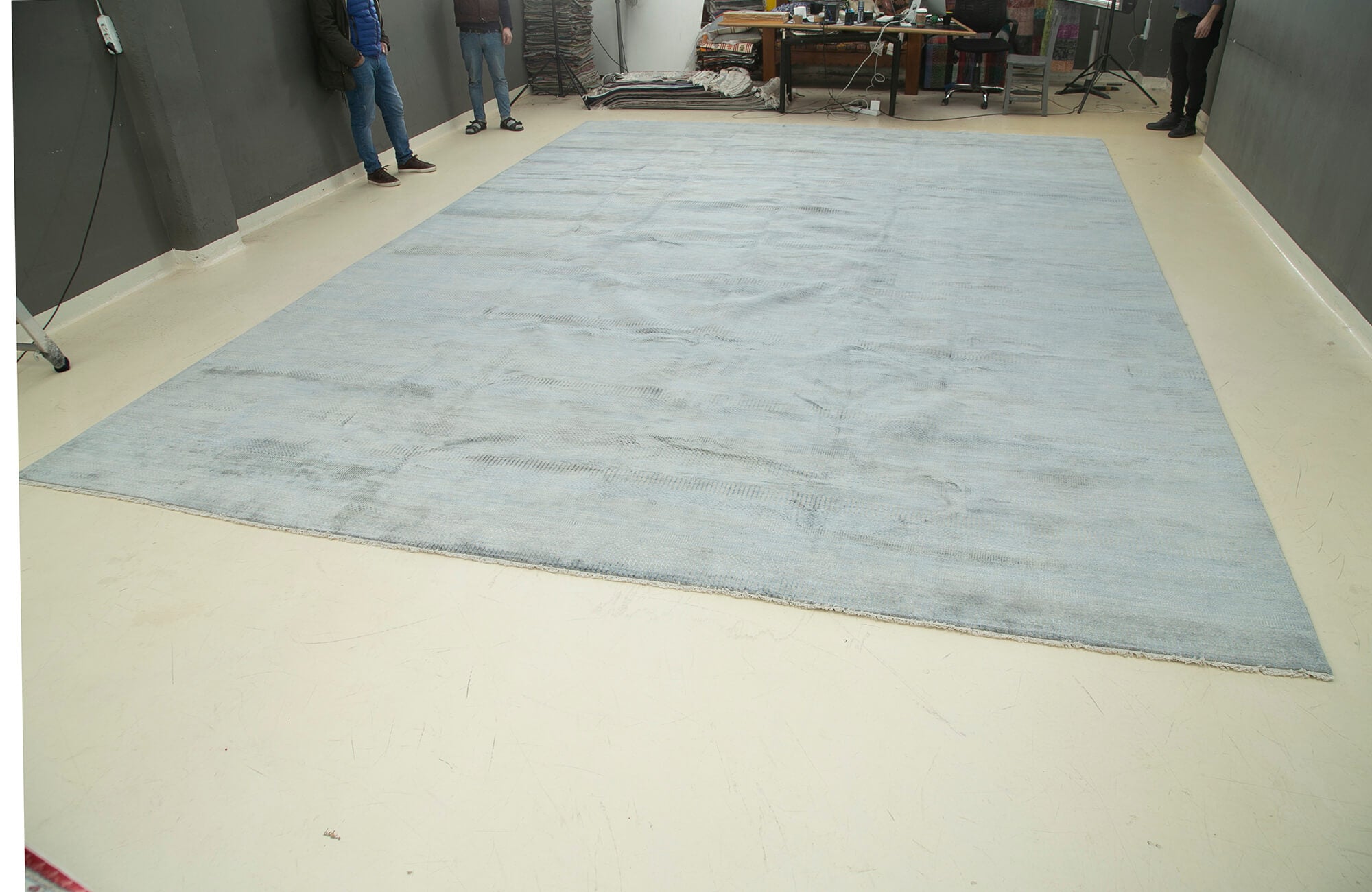 Handmade Area Rug – Classic Blue Turkish Wool Rug 14'1'' x 19'10'' Cotton Wool Carpet