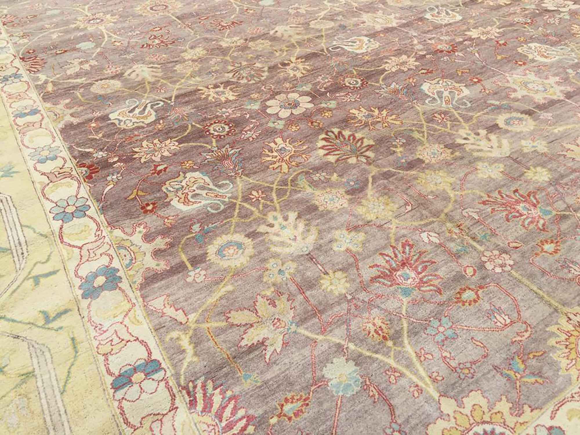 Handmade Wool Area Rug – Classic Beige Carpet Cotton Wool Rug 18'8''x27'11''