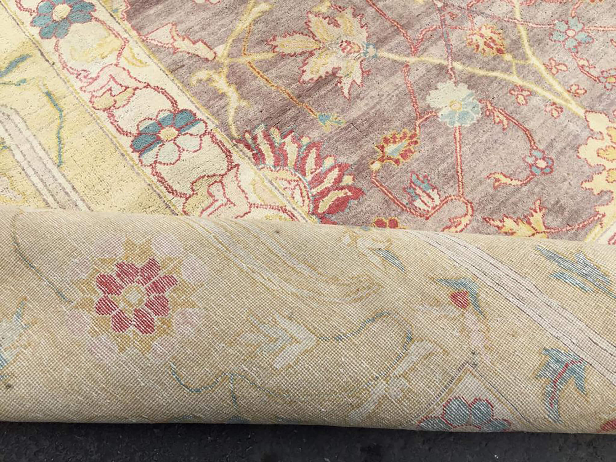 Handmade Wool Area Rug – Classic Beige Carpet Cotton Wool Rug 18'8''x27'11''