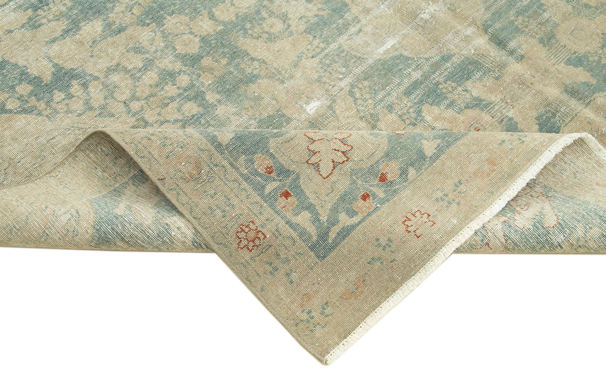 Handmade Area Rug – Persian Classic Beige Cotton Wool Vintage Carpet 6'11''x10'4''