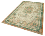 Vintage Cotton Wool Rug - Kayseri Handmade Area Rug 5'5'' x 9'3'' Beige Classic Style