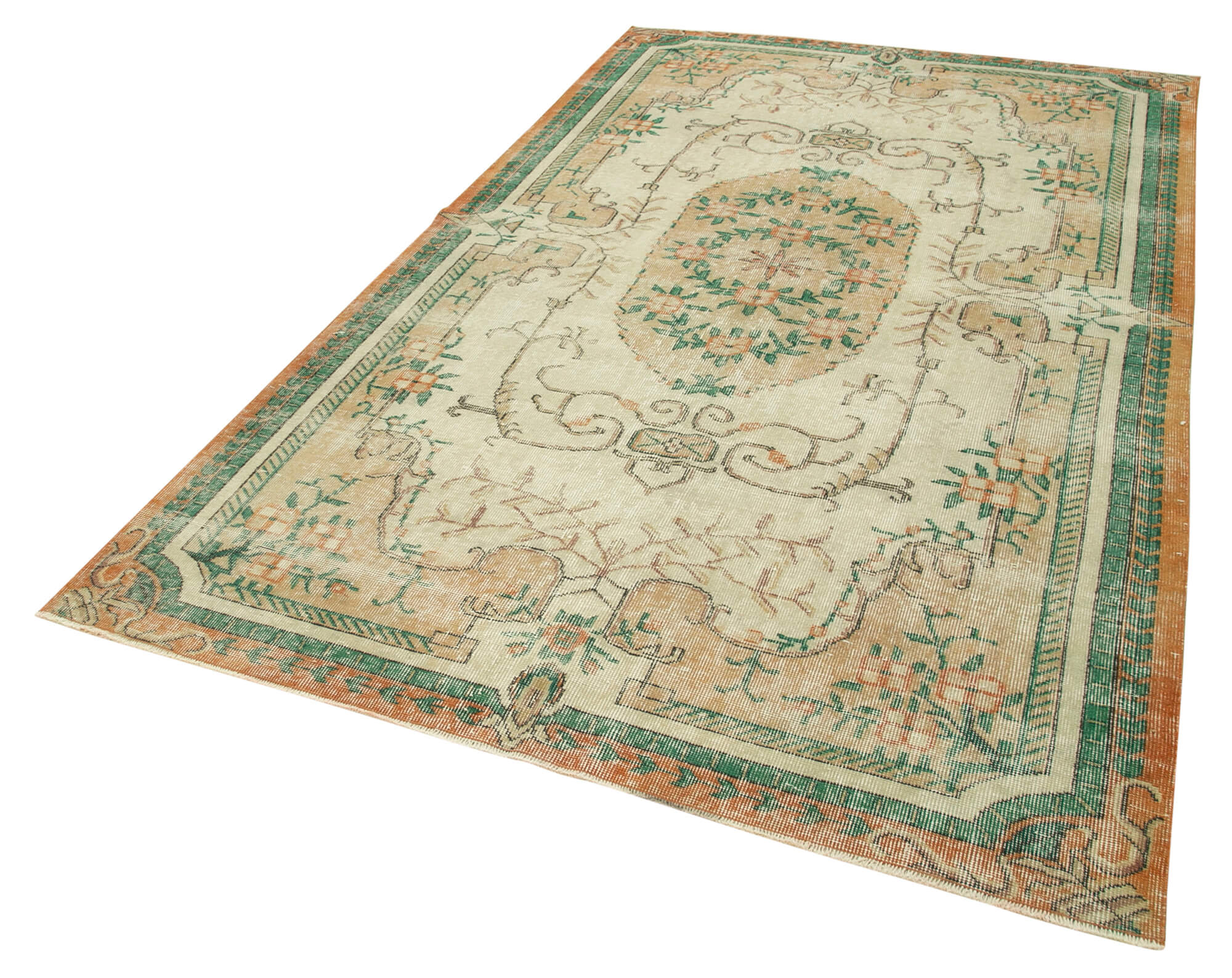 Vintage Cotton Wool Rug - Kayseri Handmade Area Rug 5'5'' x 9'3'' Beige Classic Style