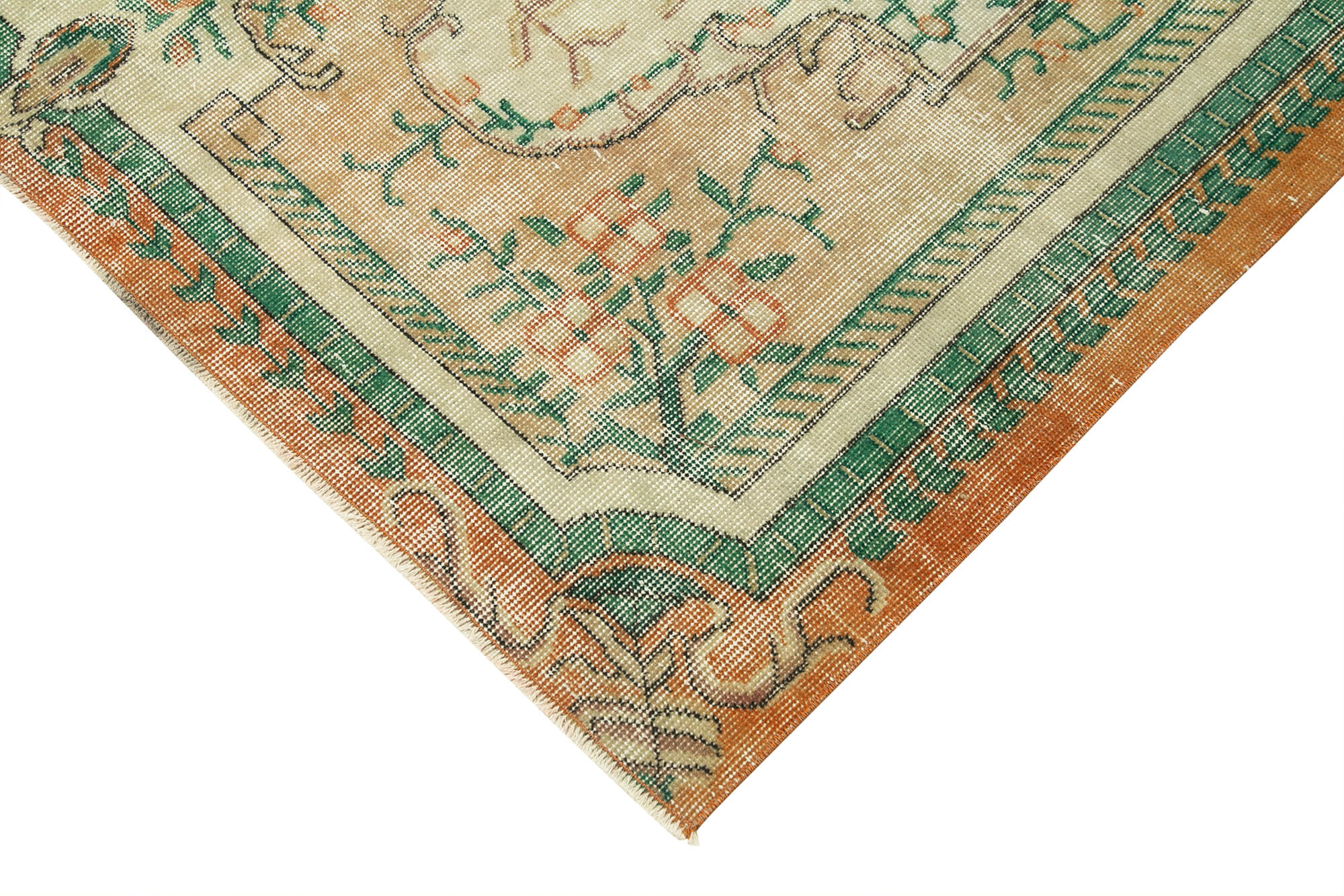 Vintage Cotton Wool Rug - Kayseri Handmade Area Rug 5'5'' x 9'3'' Beige Classic Style