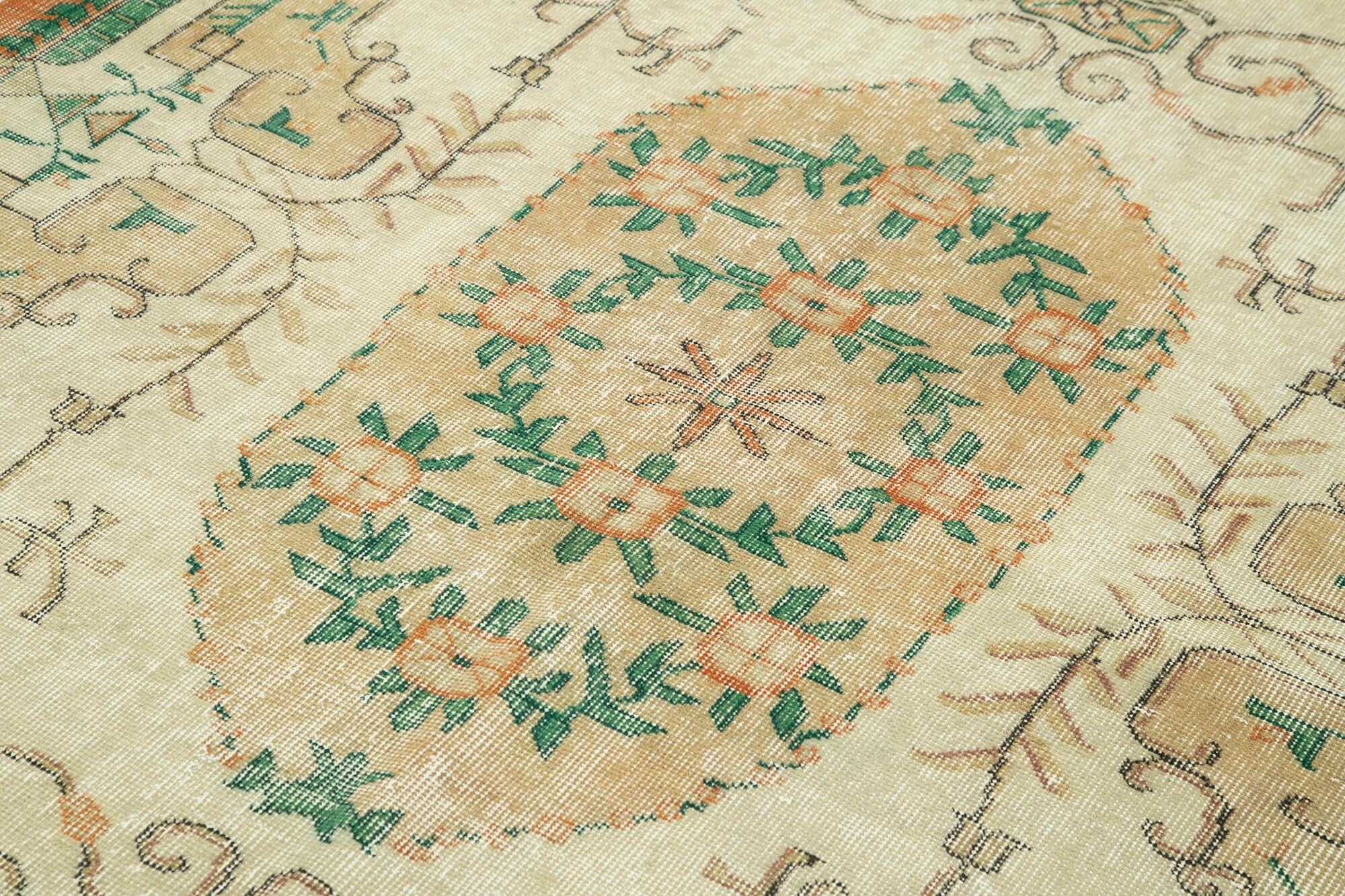 Vintage Cotton Wool Rug - Kayseri Handmade Area Rug 5'5'' x 9'3'' Beige Classic Style