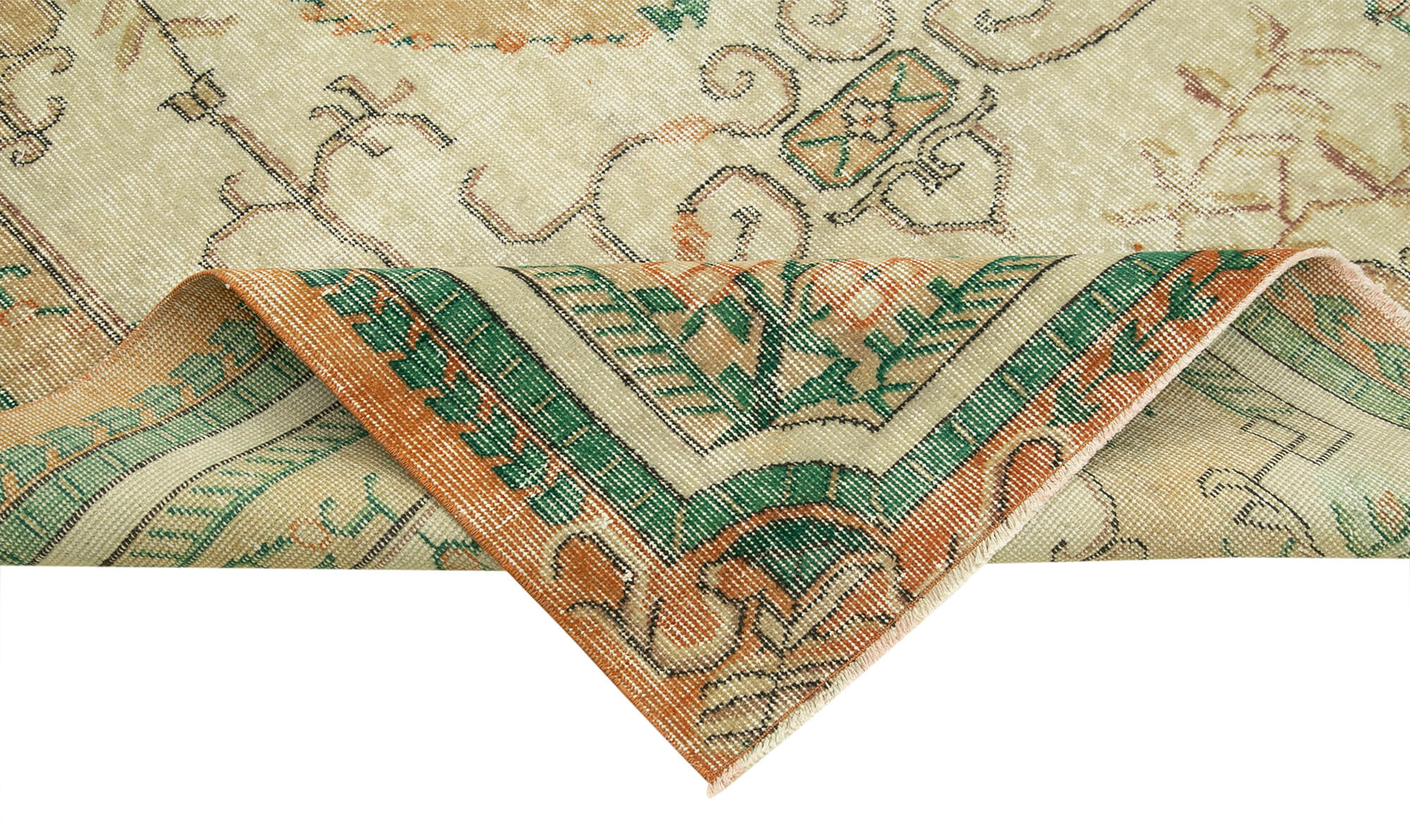 Vintage Cotton Wool Rug - Kayseri Handmade Area Rug 5'5'' x 9'3'' Beige Classic Style