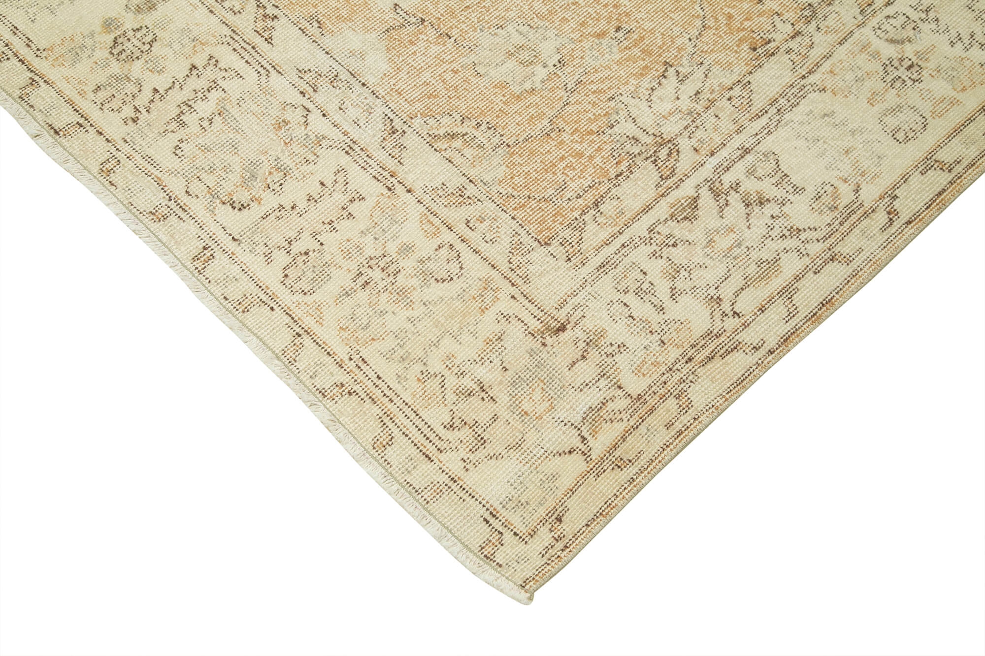 Vintage Cotton Wool Rug - Handmade Area Rug 7'0" x 10'6" Beige Wool Carpet