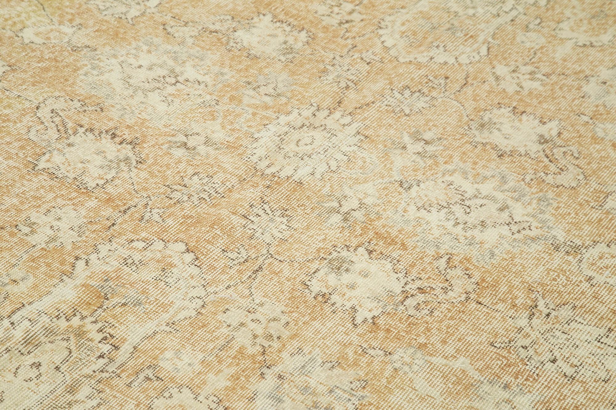 Vintage Cotton Wool Rug - Handmade Area Rug 7'0" x 10'6" Beige Wool Carpet